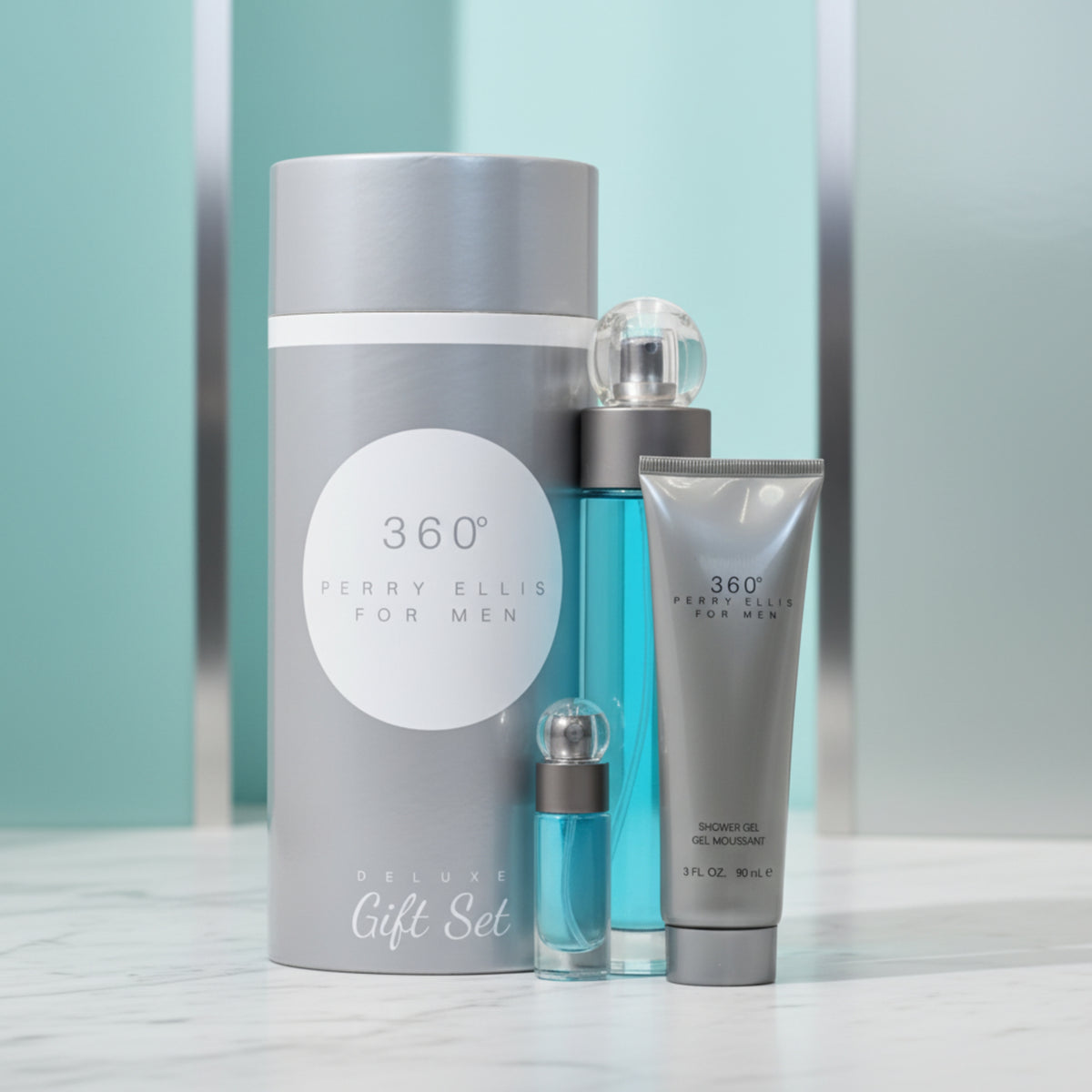 360 by Perry Ellis for men 3 pcs gift set New in Canister 844061014770