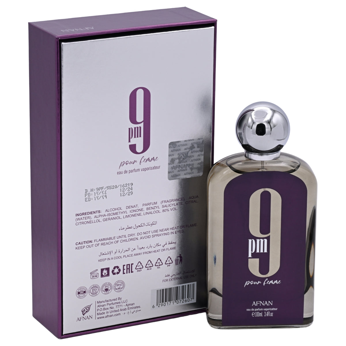 9 PM Pour Femme by Afnan perfume EDP 3.3 / 3.4 oz New in Box 6290171072607