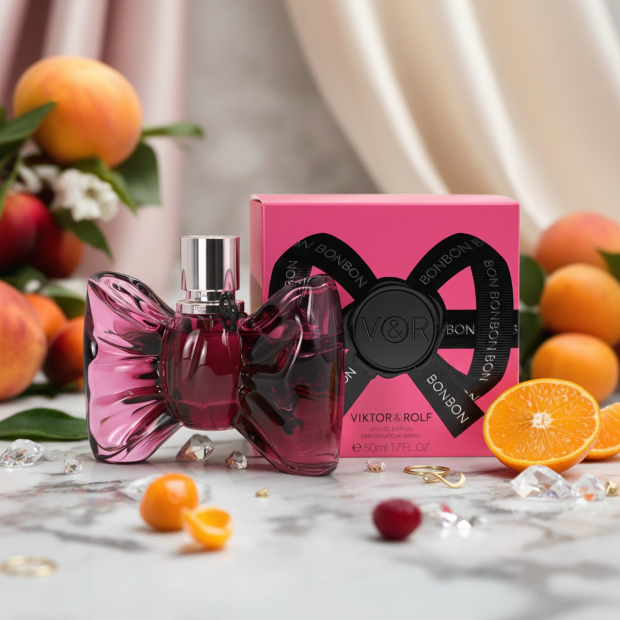 Bonbon by Viktor & Rolf perfume bottle and box on a blurred background