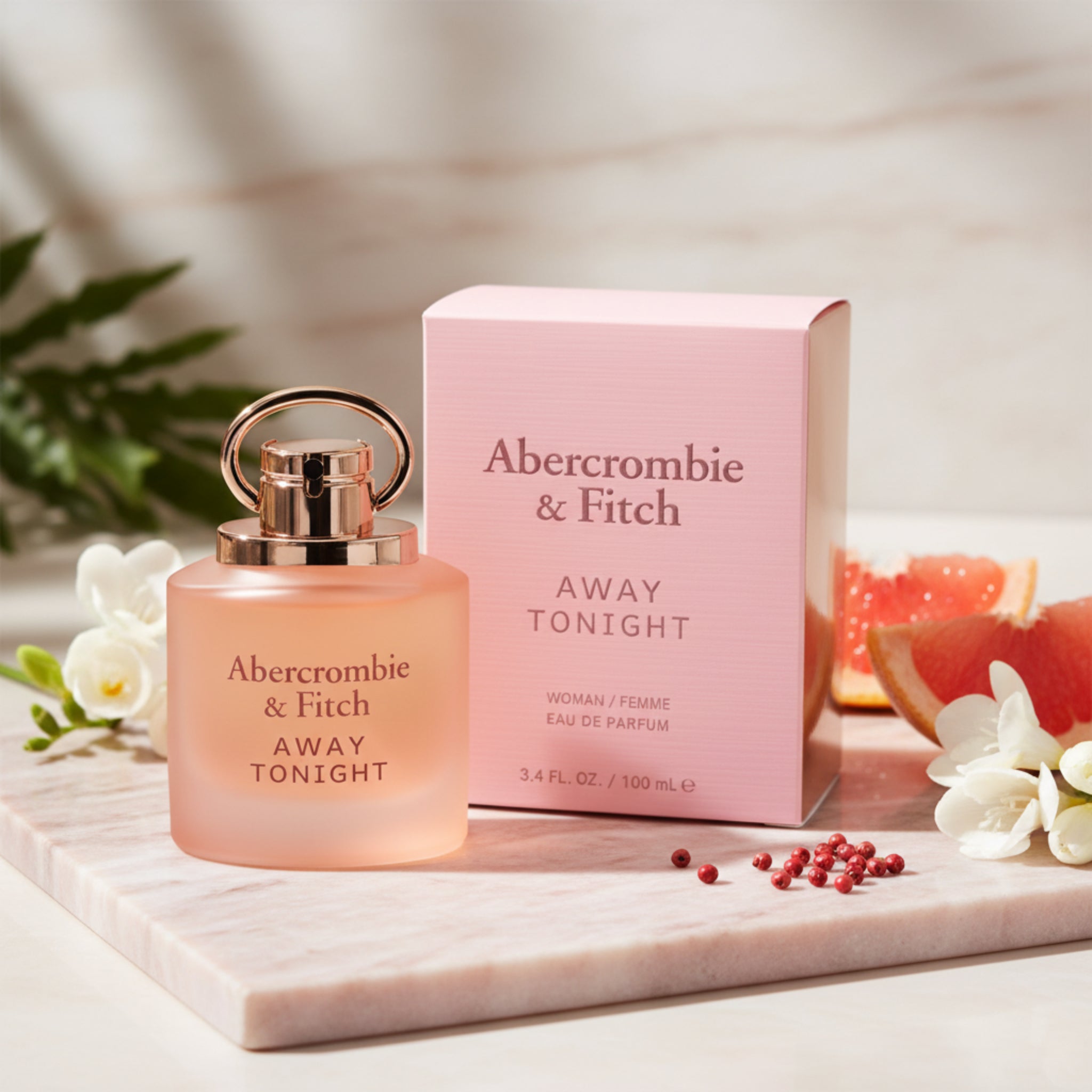 Abercrombie & Fitch perfume bottle and packaging on a white background