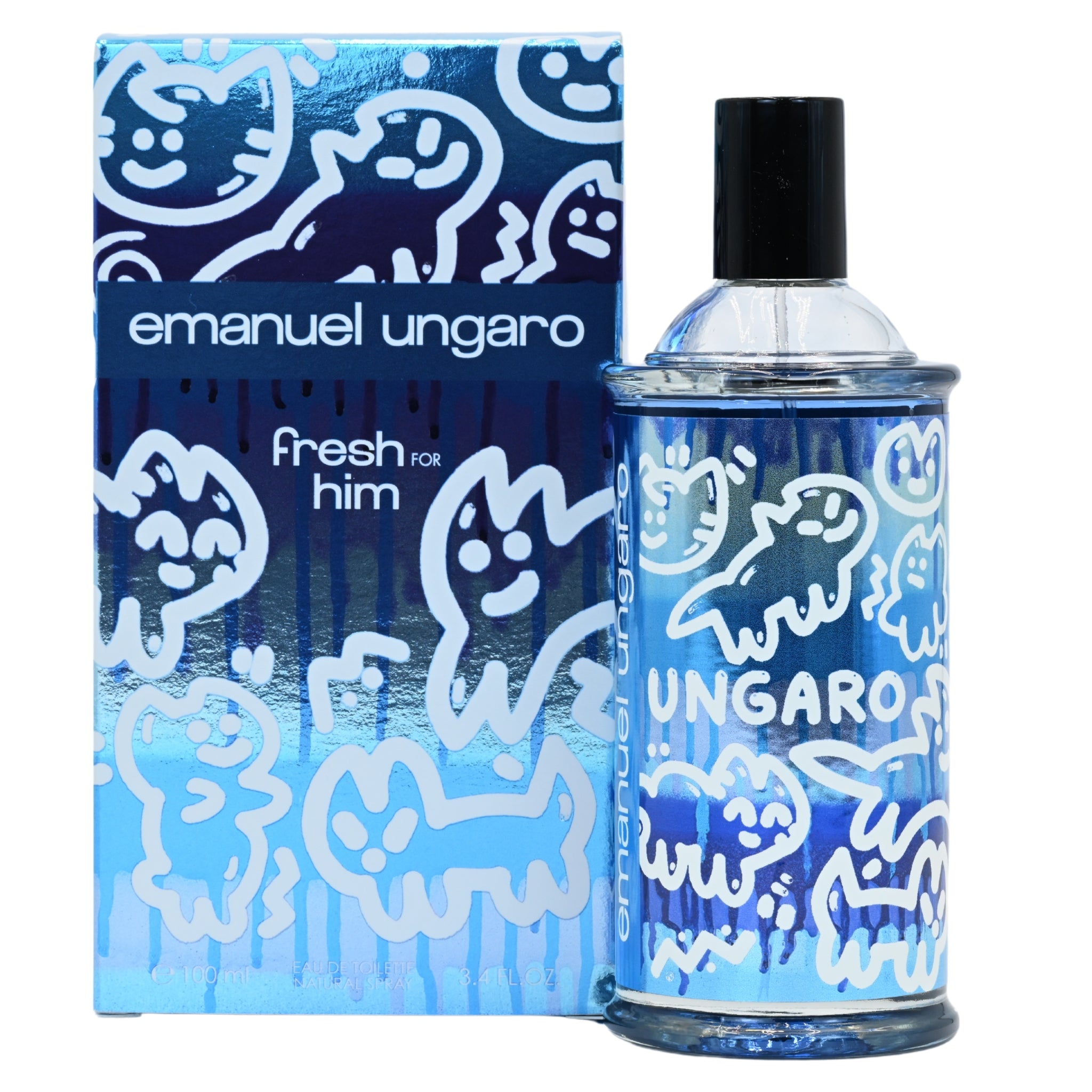 Emanuel Ungaro Fresh for Him perfume bottle and packaging with blue and white design.