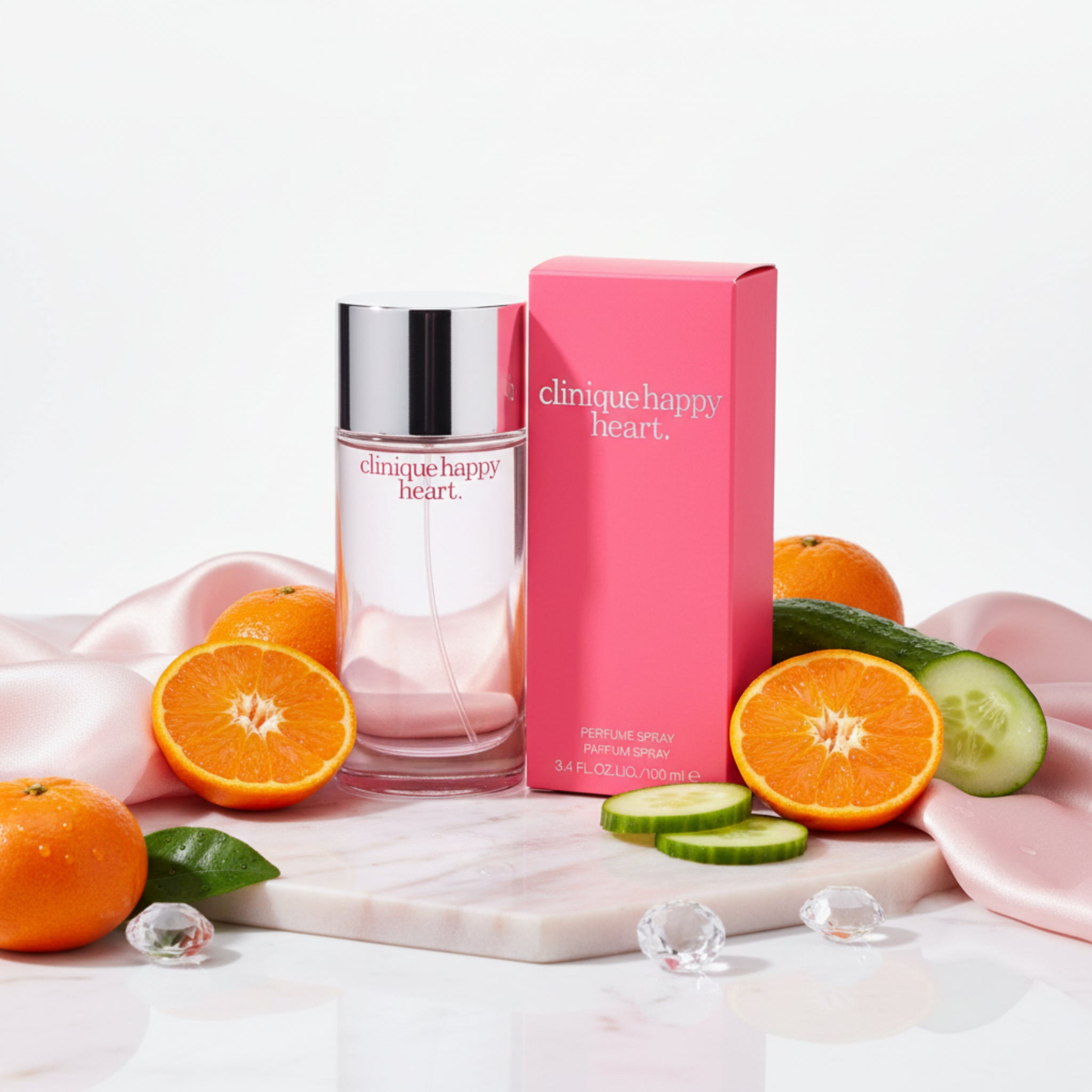 Clinique Happy Heart perfume bottle and packaging on a white background