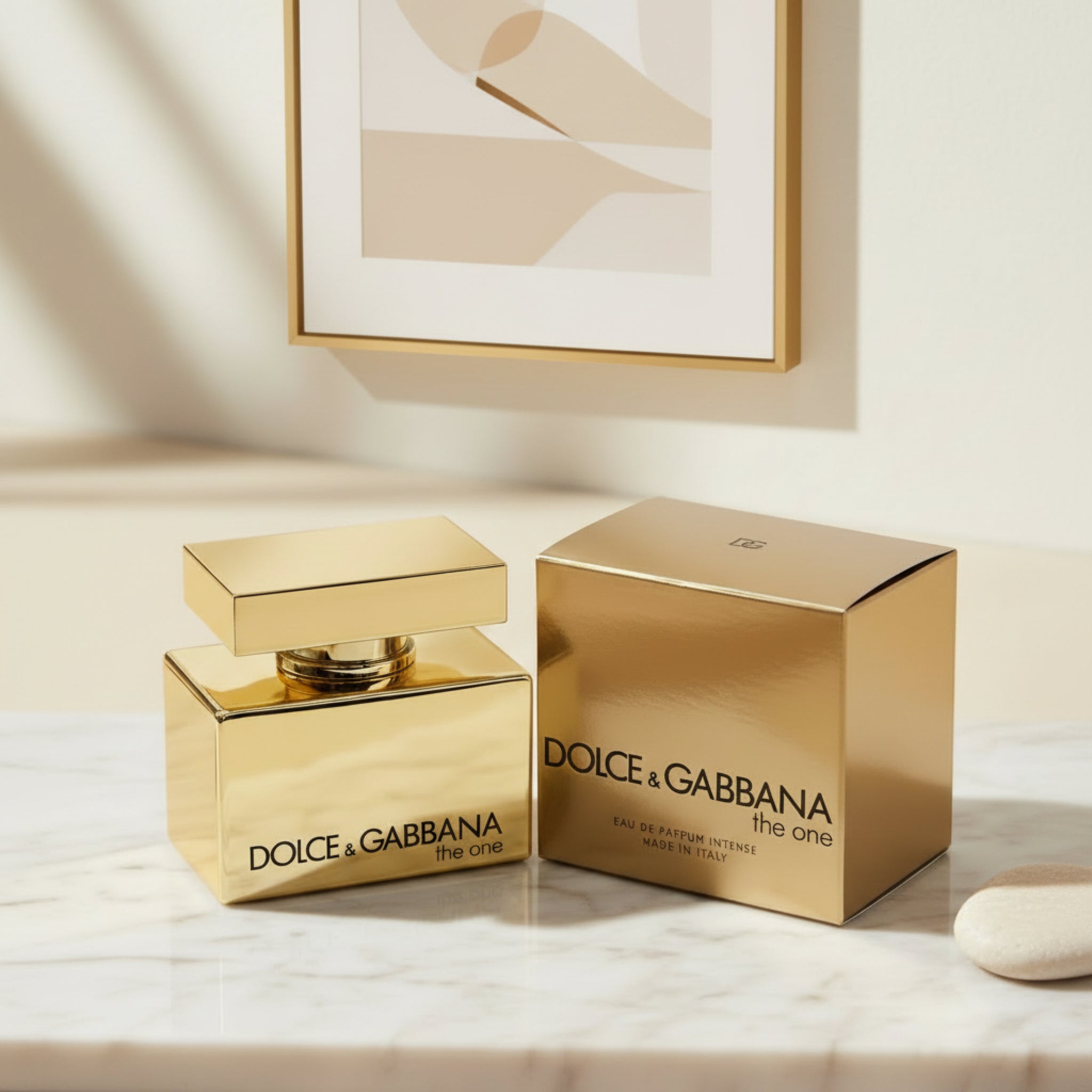 Dolce & Gabbana perfume bottle and packaging on a white background