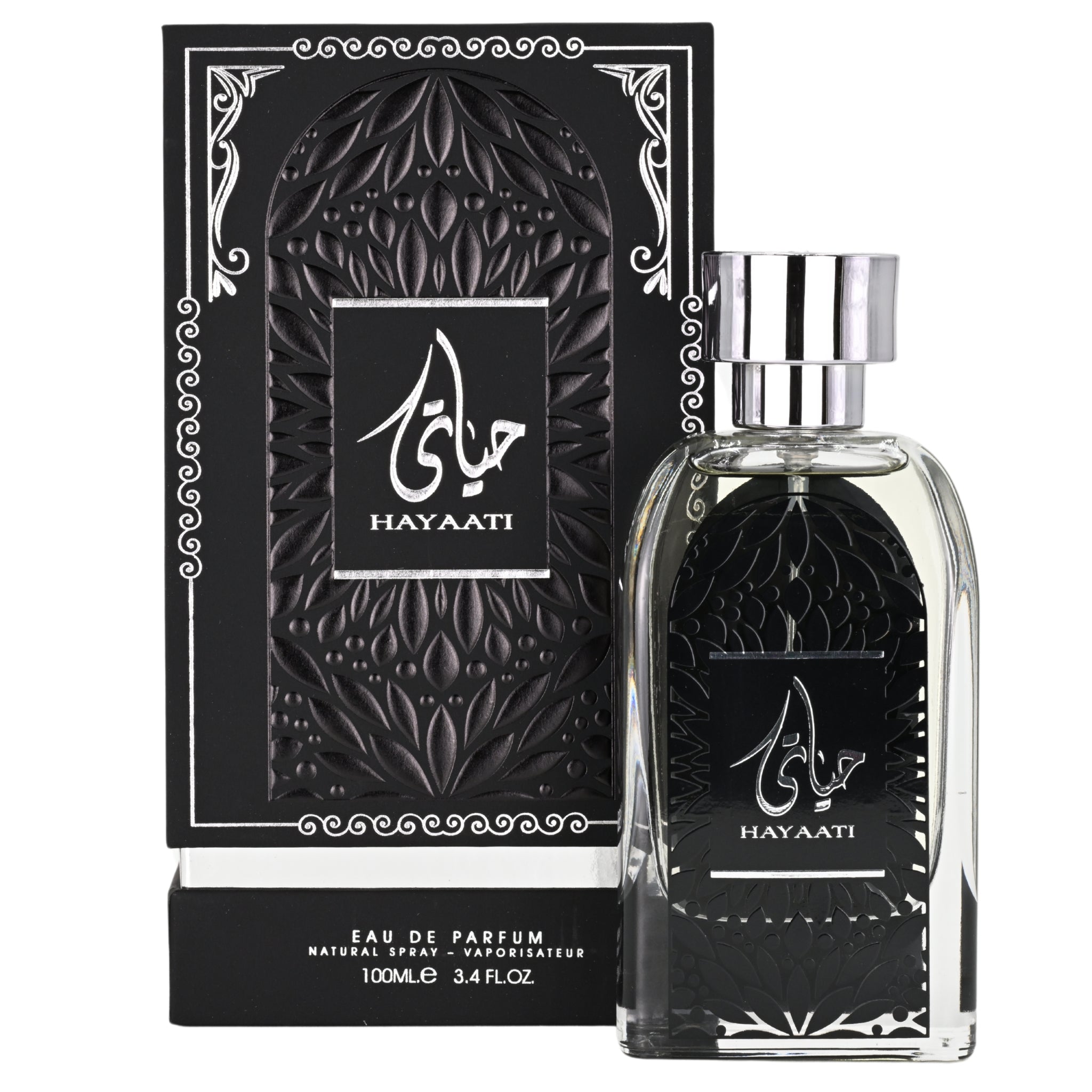 Hayaati eau de parfum bottle and packaging on a white background