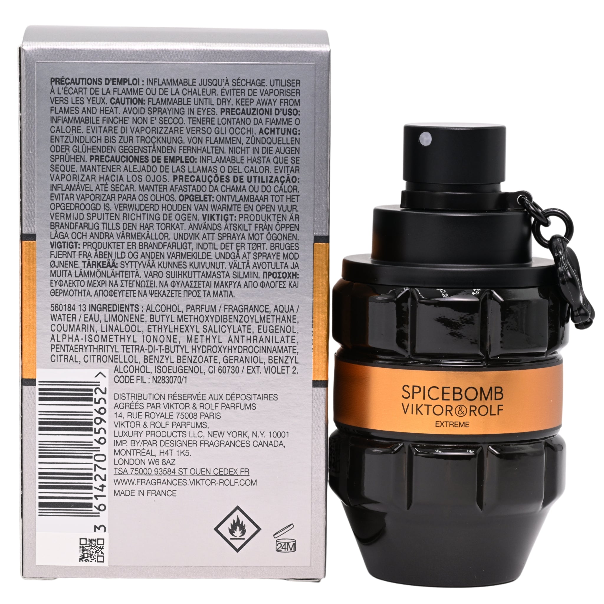 Viktor & Rolf Spicebomb Extreme perfume bottle with packaging on a white background