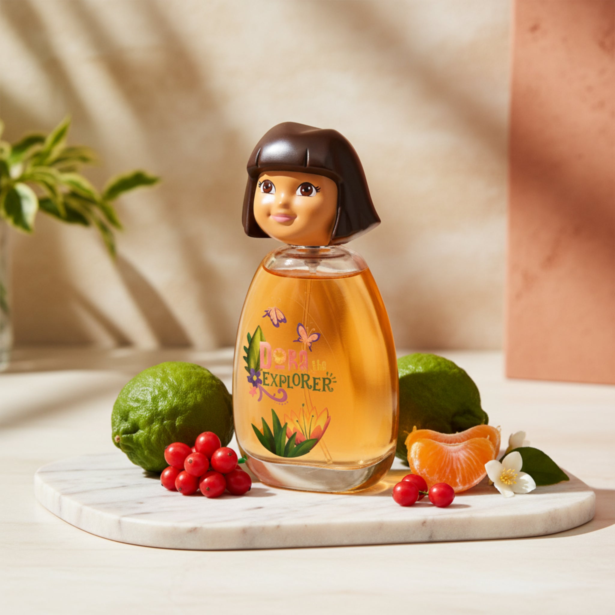 Dora the Explorer perfume bottle on a white background