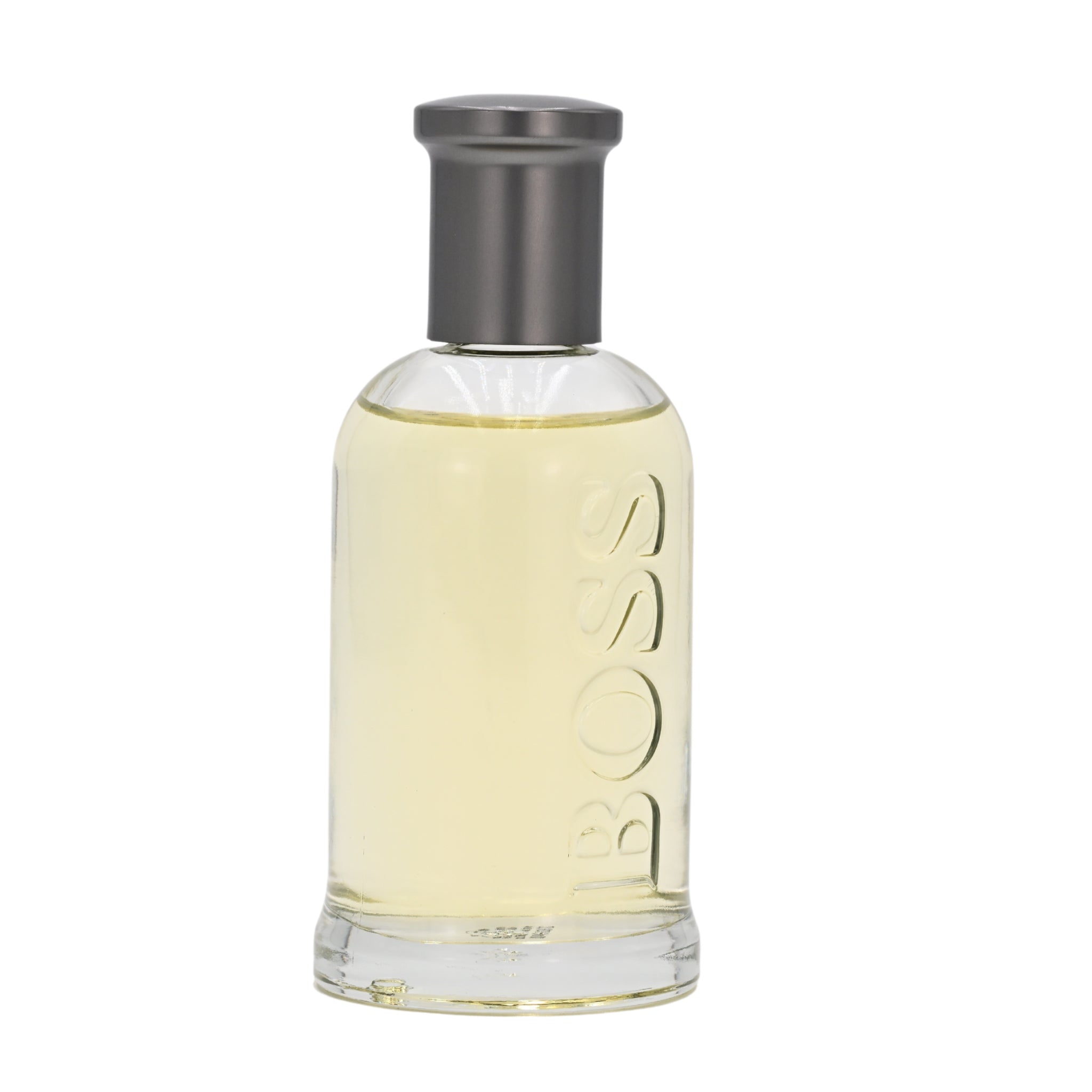 Bottle of Hugo Boss cologne on a white background