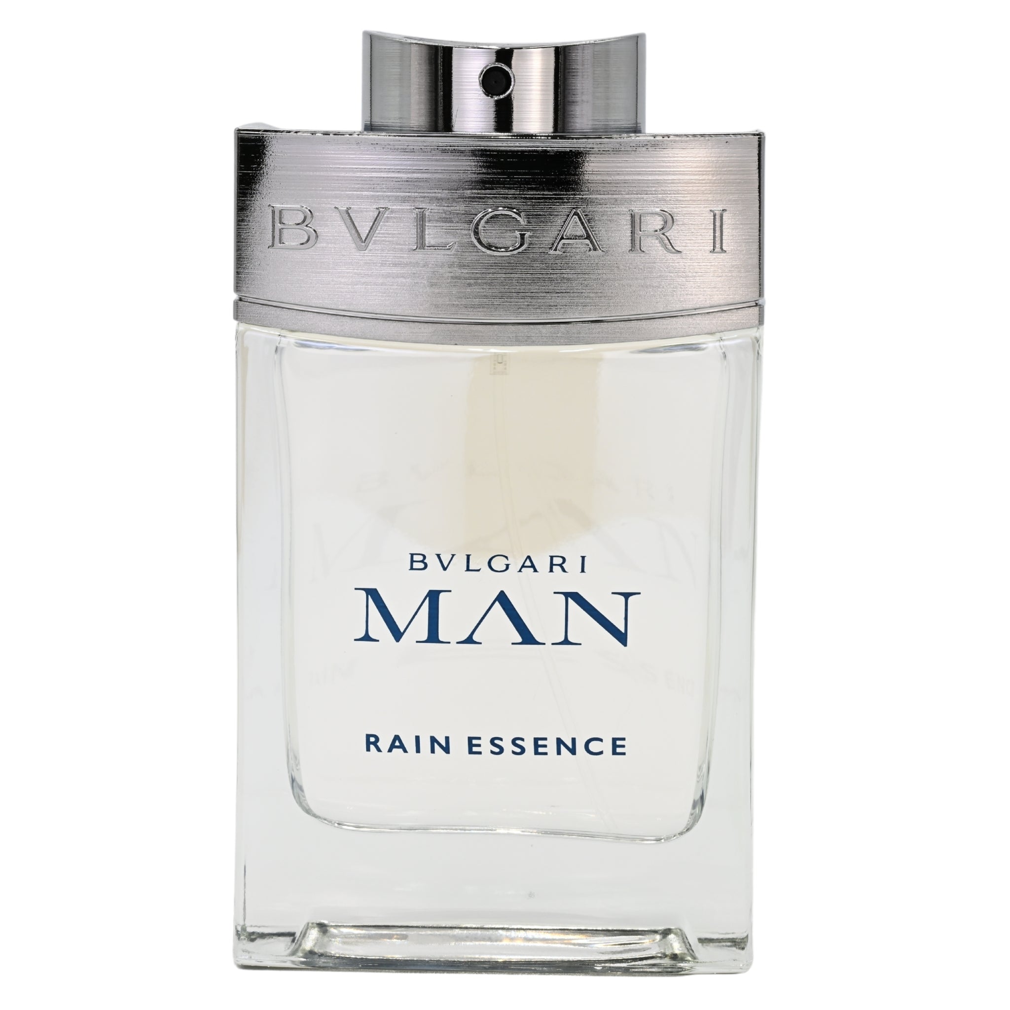 Bvlgari Man Rain Essence perfume bottle on a white background