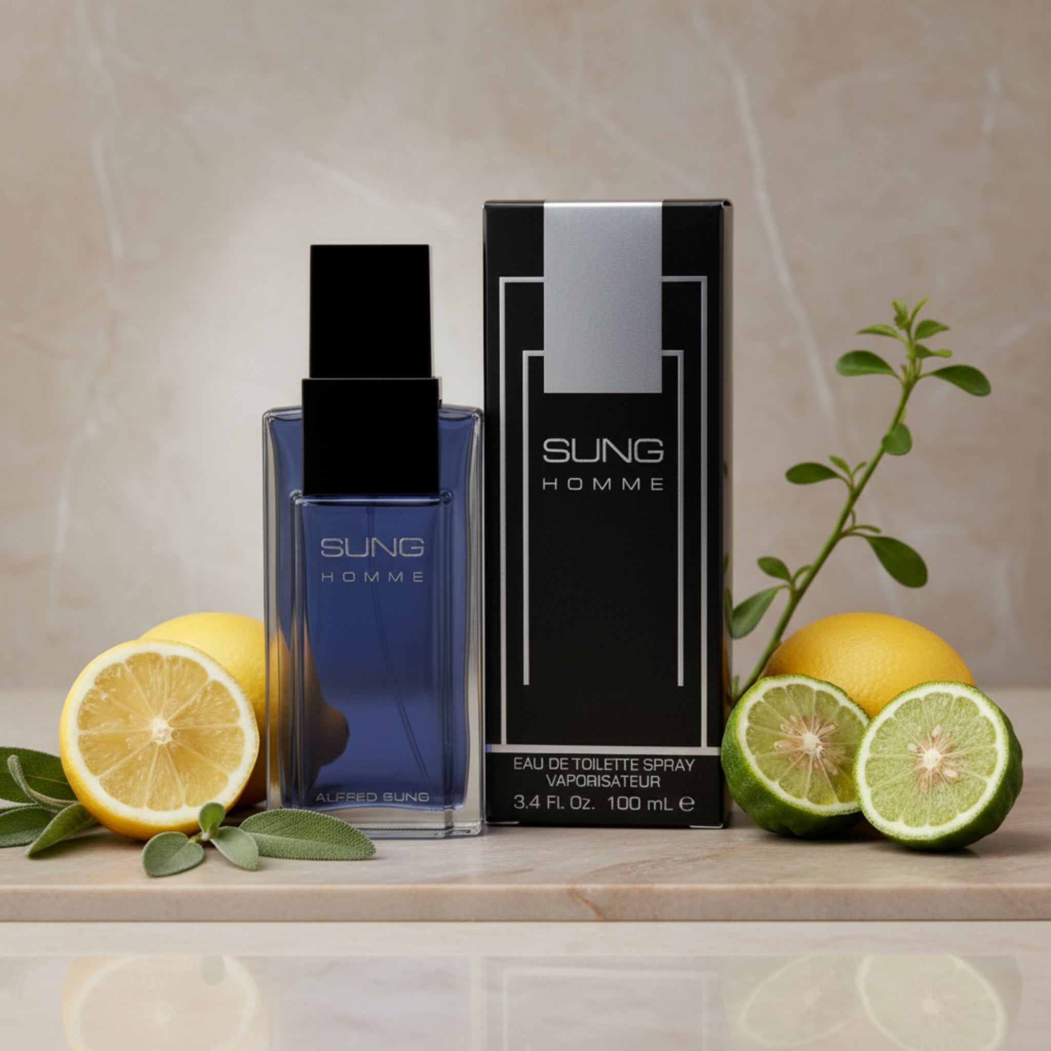 Sung Homme perfume bottle and packaging on a white background