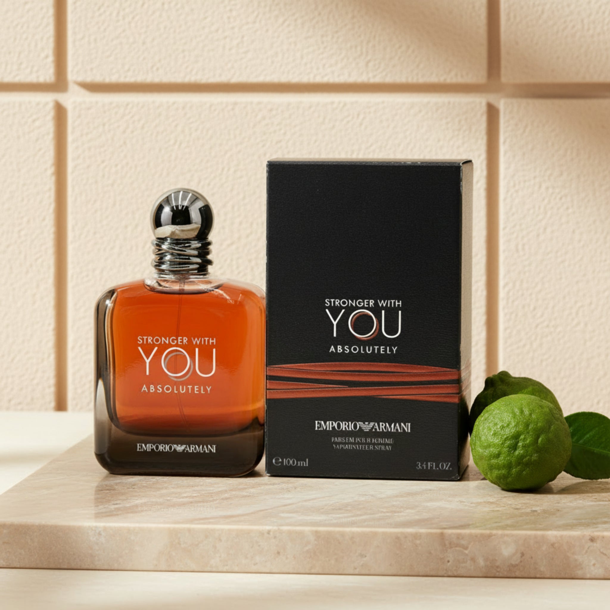 Emporio Armani perfume bottle and packaging on a white background