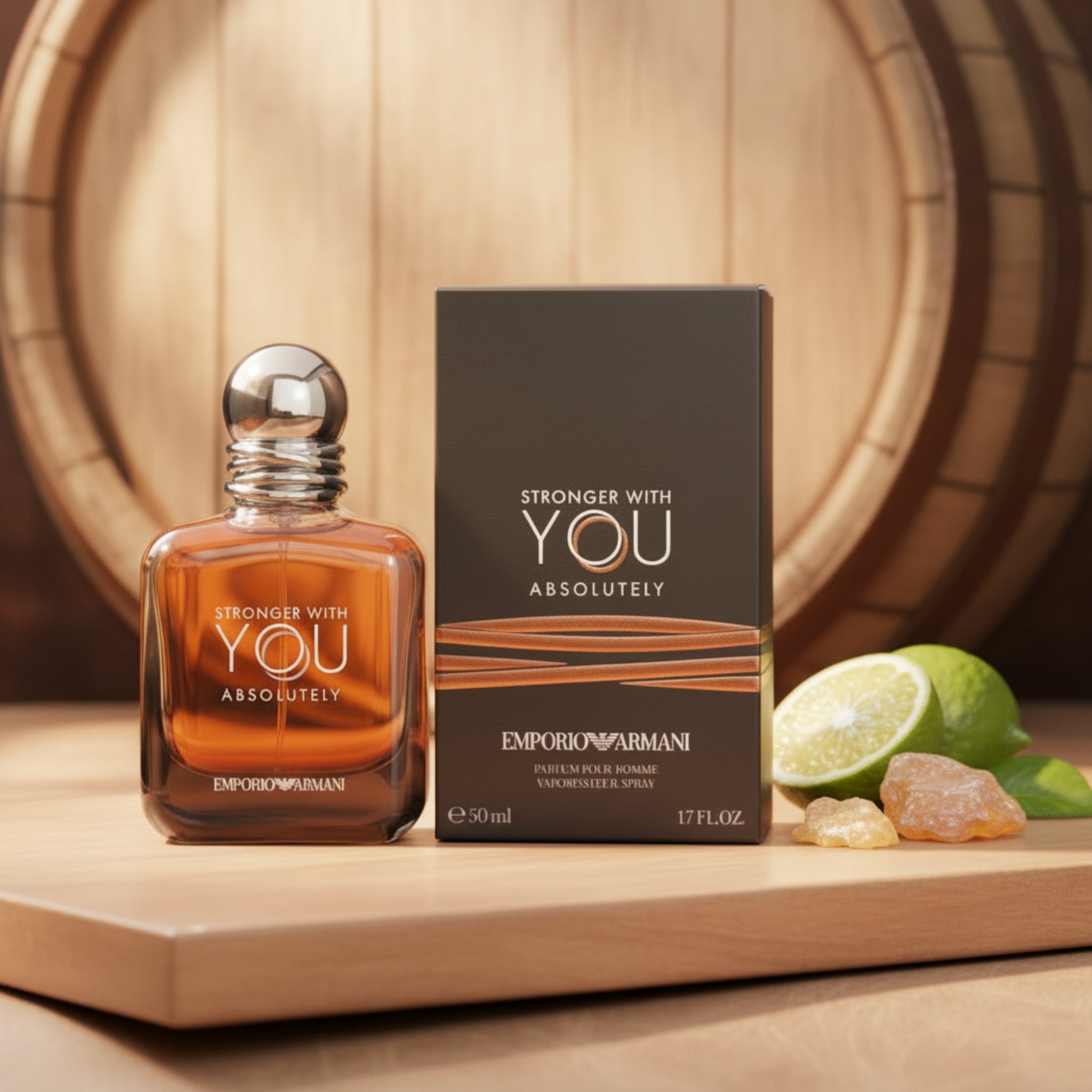 Emporio Armani perfume bottle and packaging on a white background