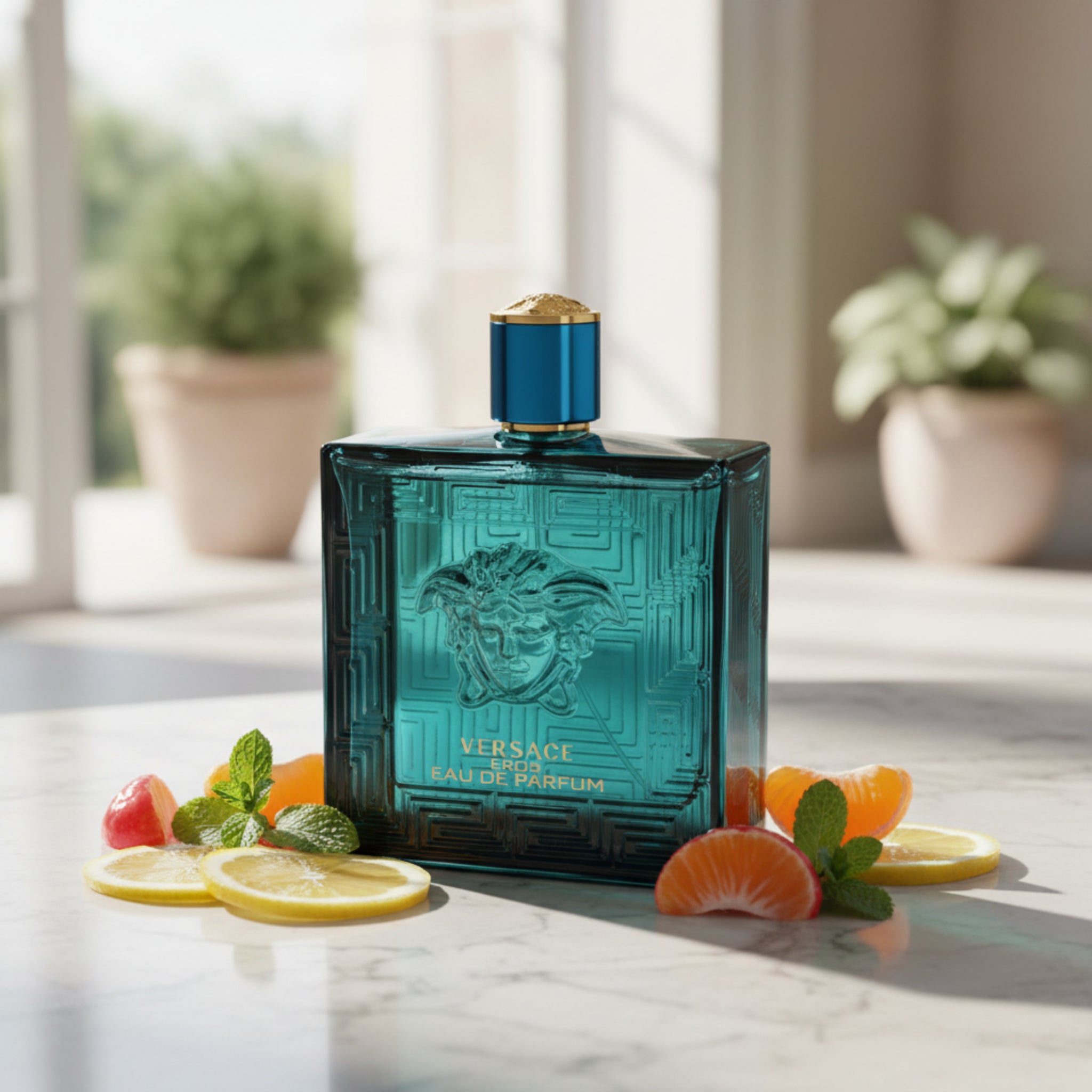 Versace Eros Eau de Parfum bottle on a white background
