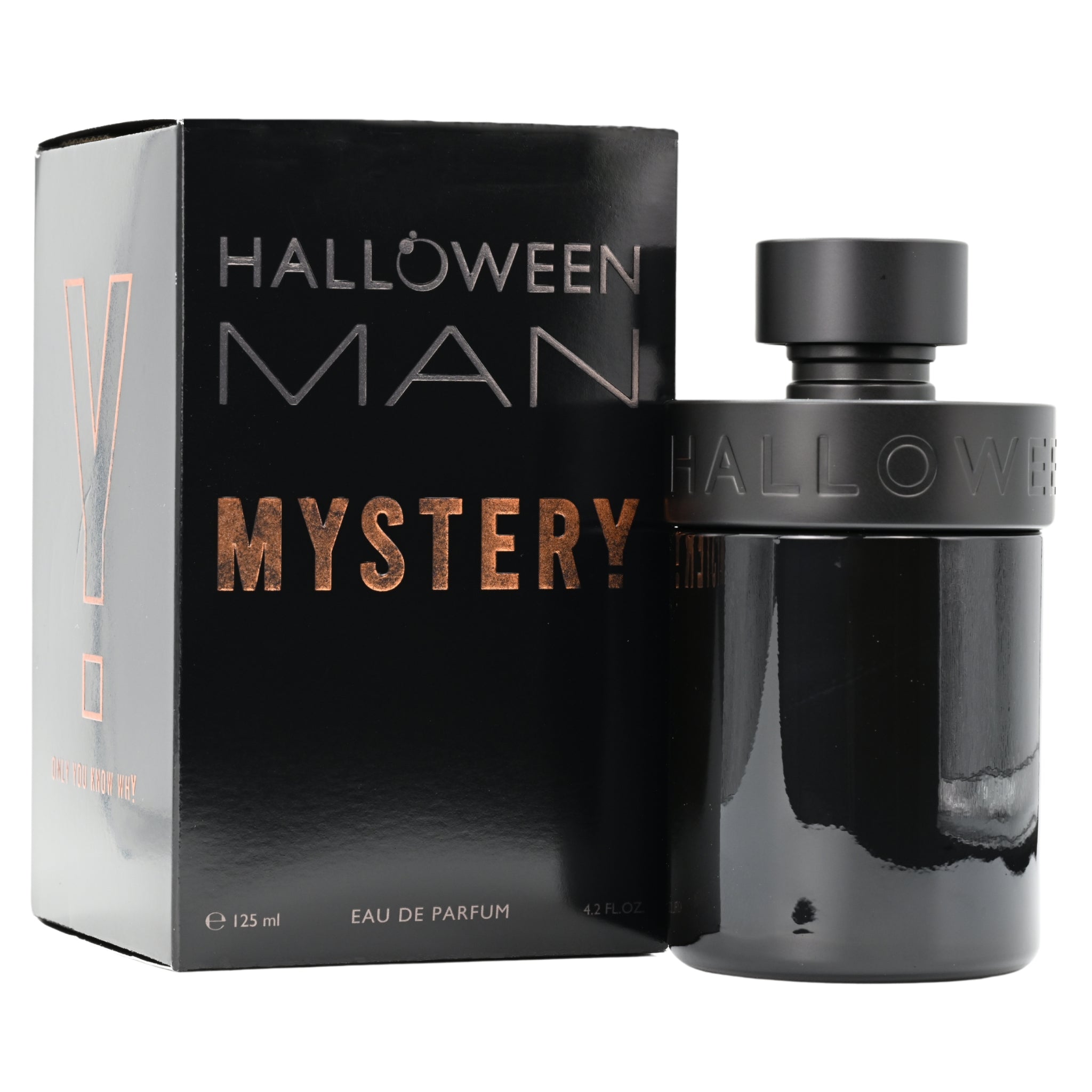 Halloween Man Mystery Eau de Parfum bottle and packaging on a white background