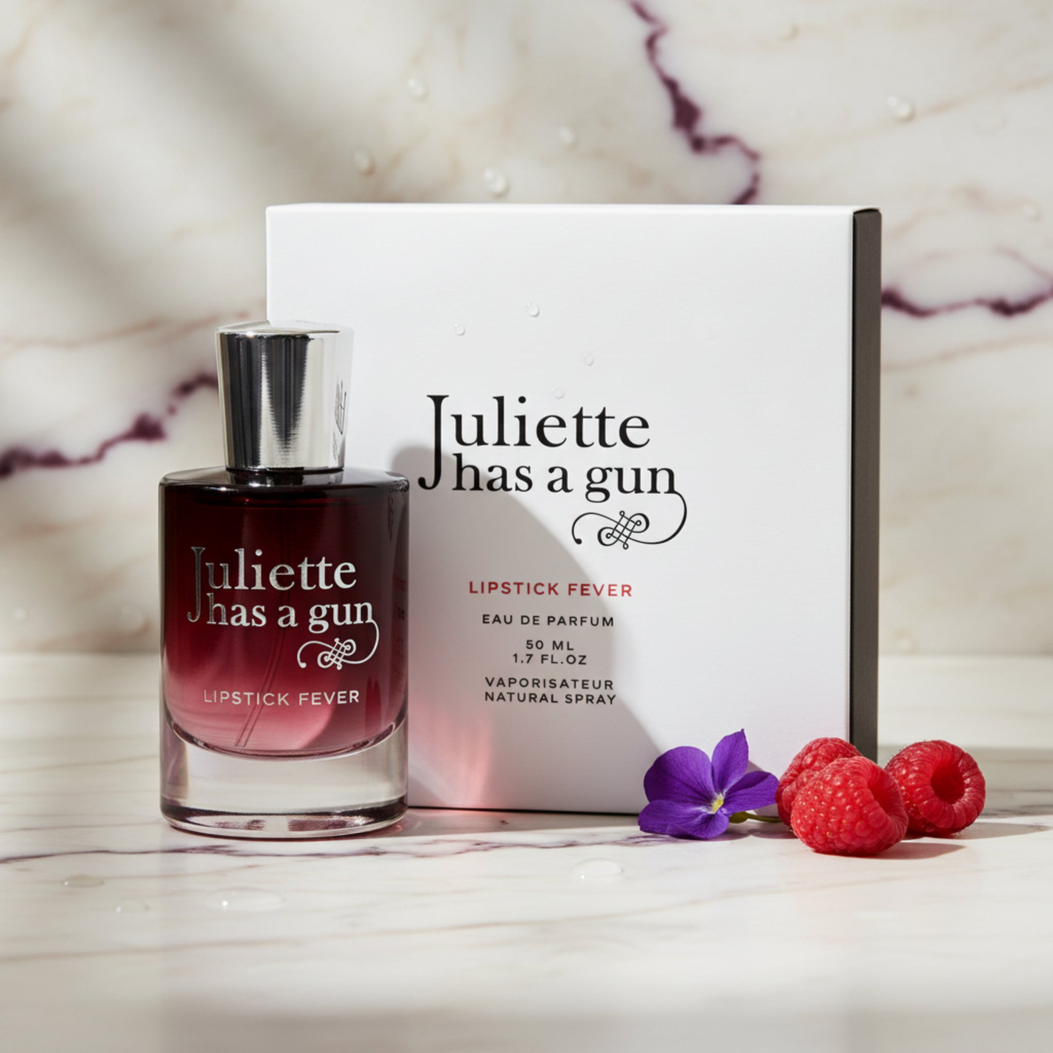 Perfume bottle and packaging of 'Juliette has a gun' on a white background