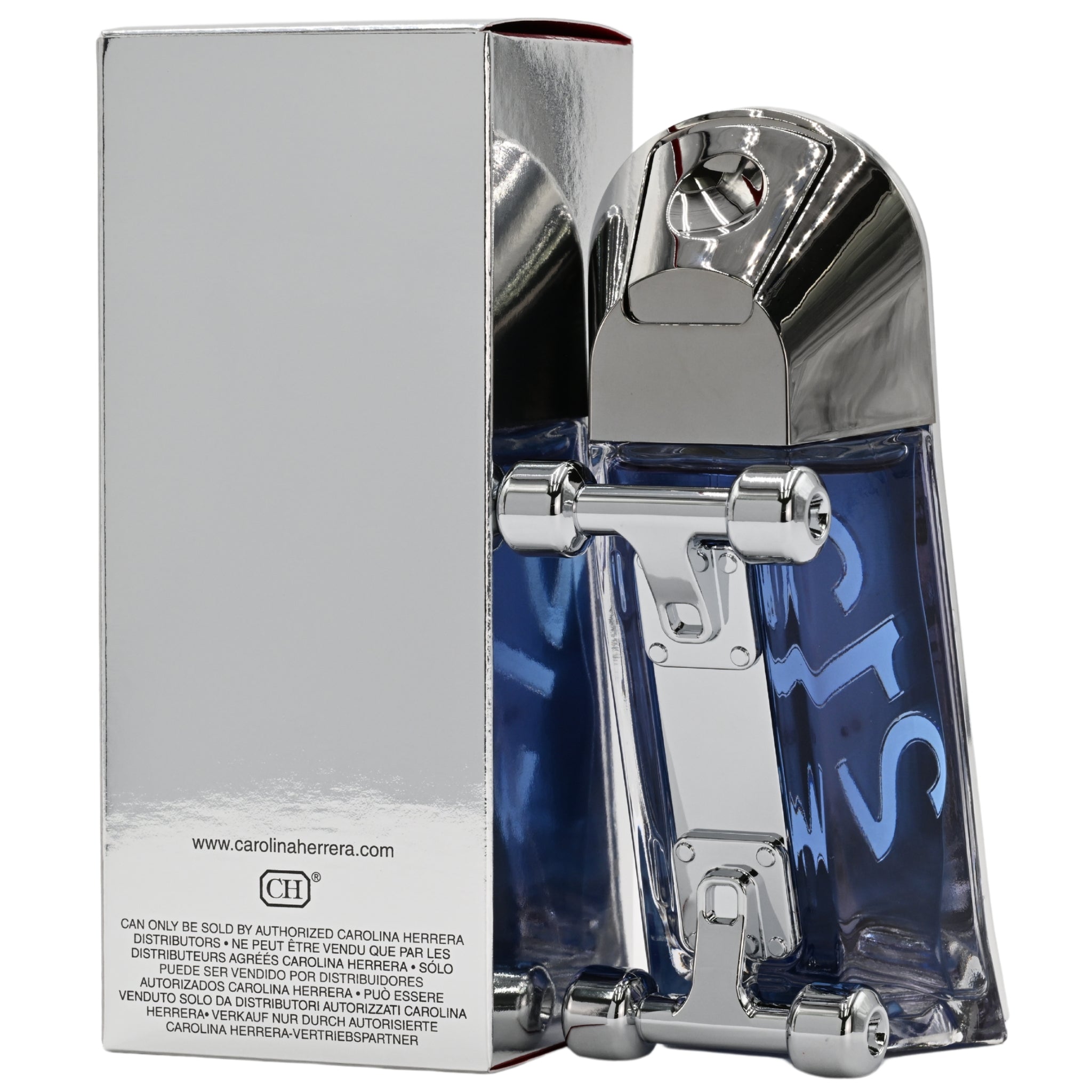 A bottle of 212 Men Heroes Forever Young cologne and box on a white background