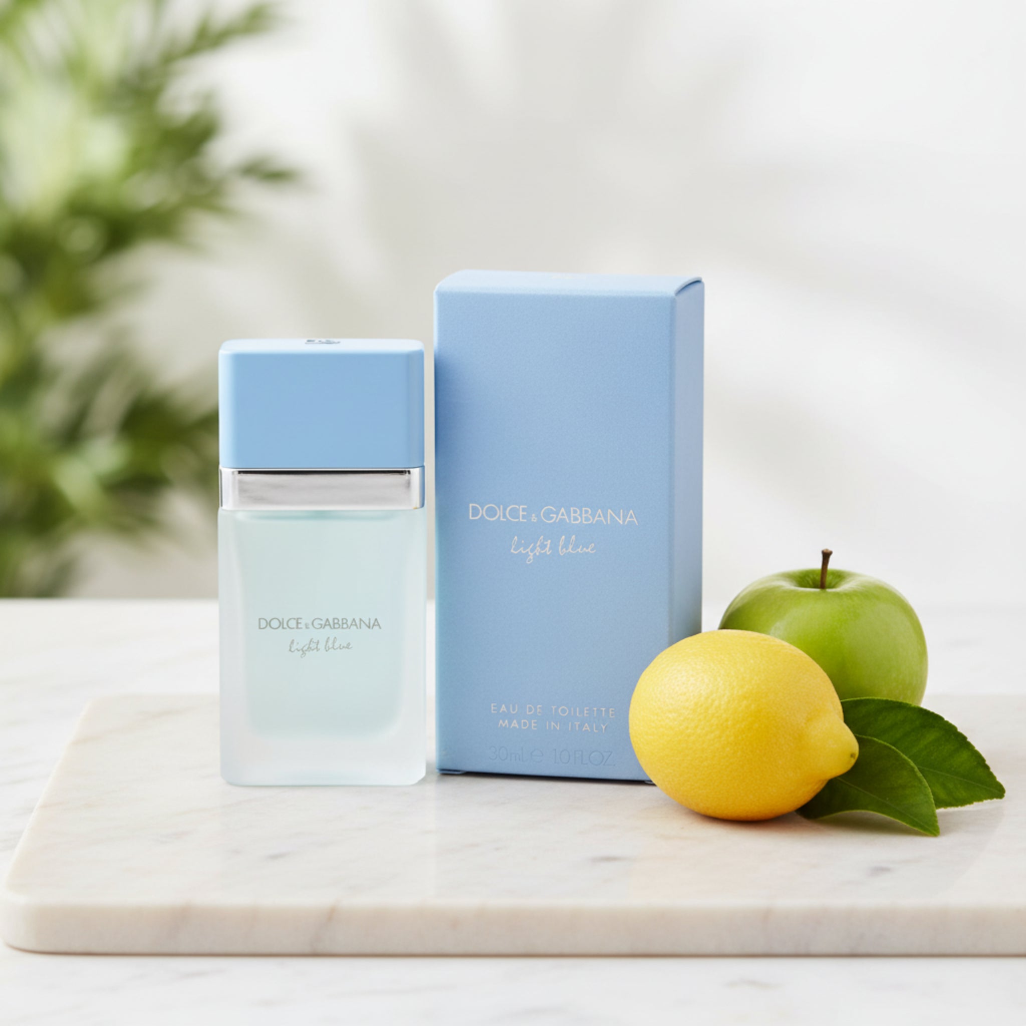 Dolce & Gabbana Light Blue perfume bottle and packaging on a white background