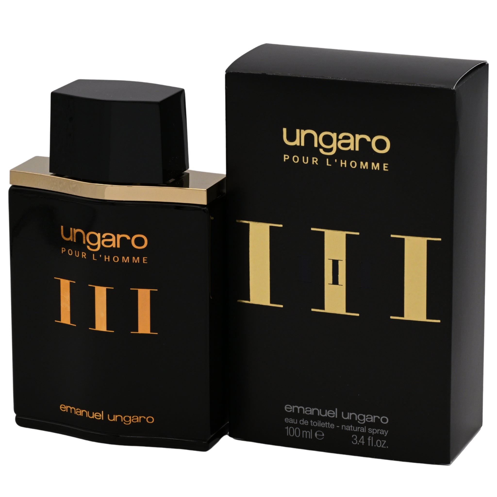 Ungaro Pour L'Homme III perfume bottle and packaging on a white background