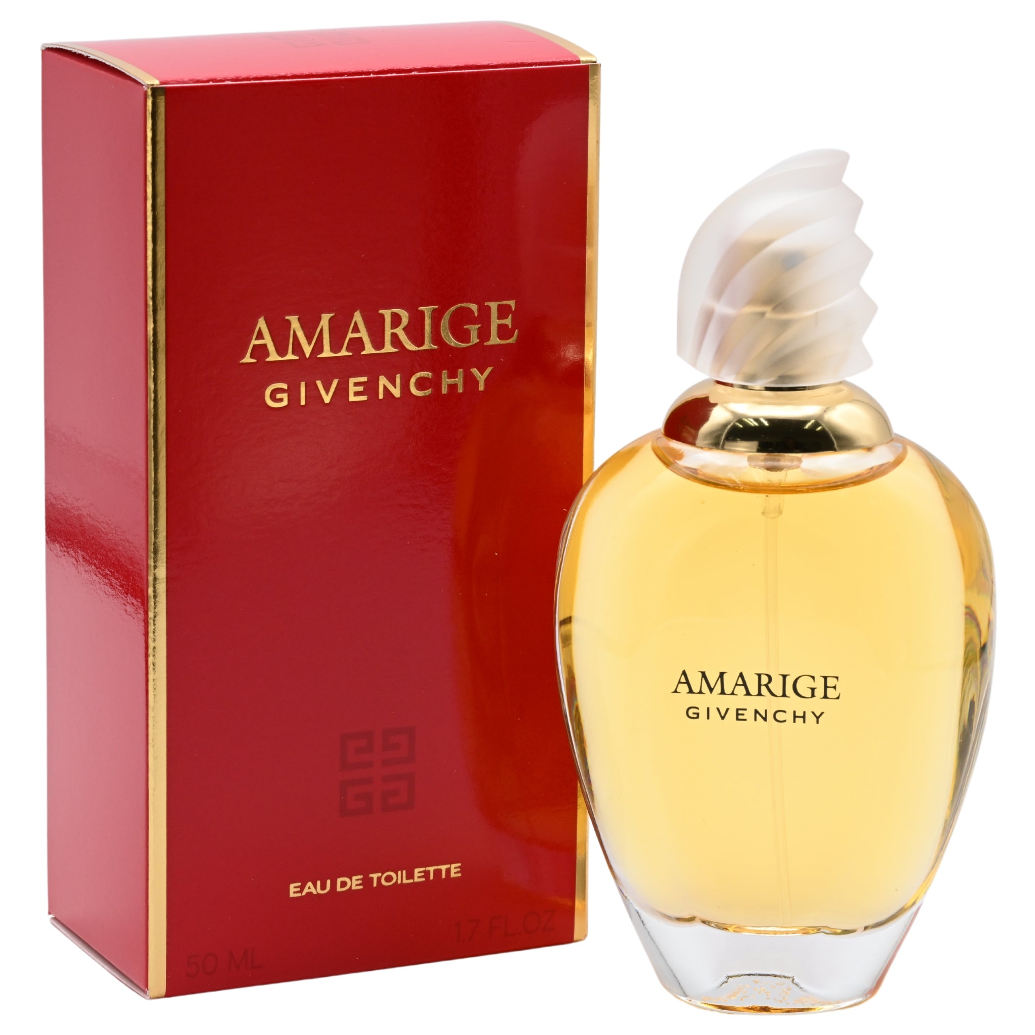 Amarige Givenchy perfume bottle and packaging on a white background