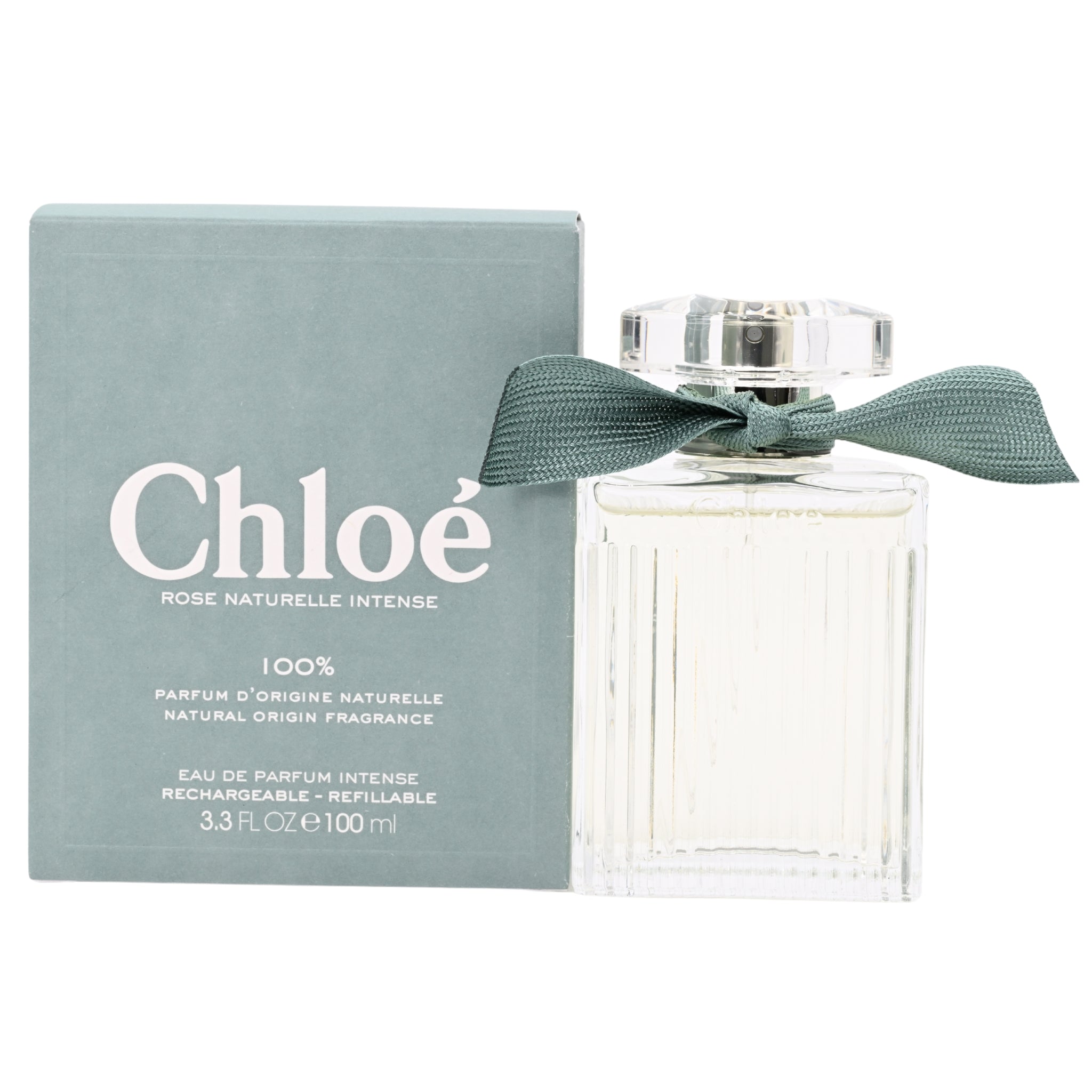 Rose Naturelle Intense perfume bottle and box on a white background