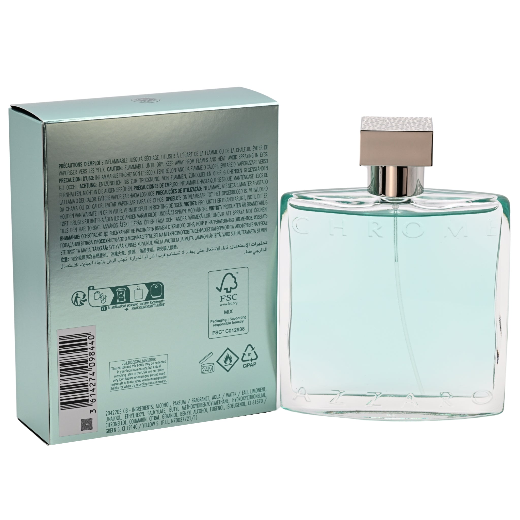 Chrome Azure by Loris Azzaro cologne for men EDT 3.38 oz New in Box