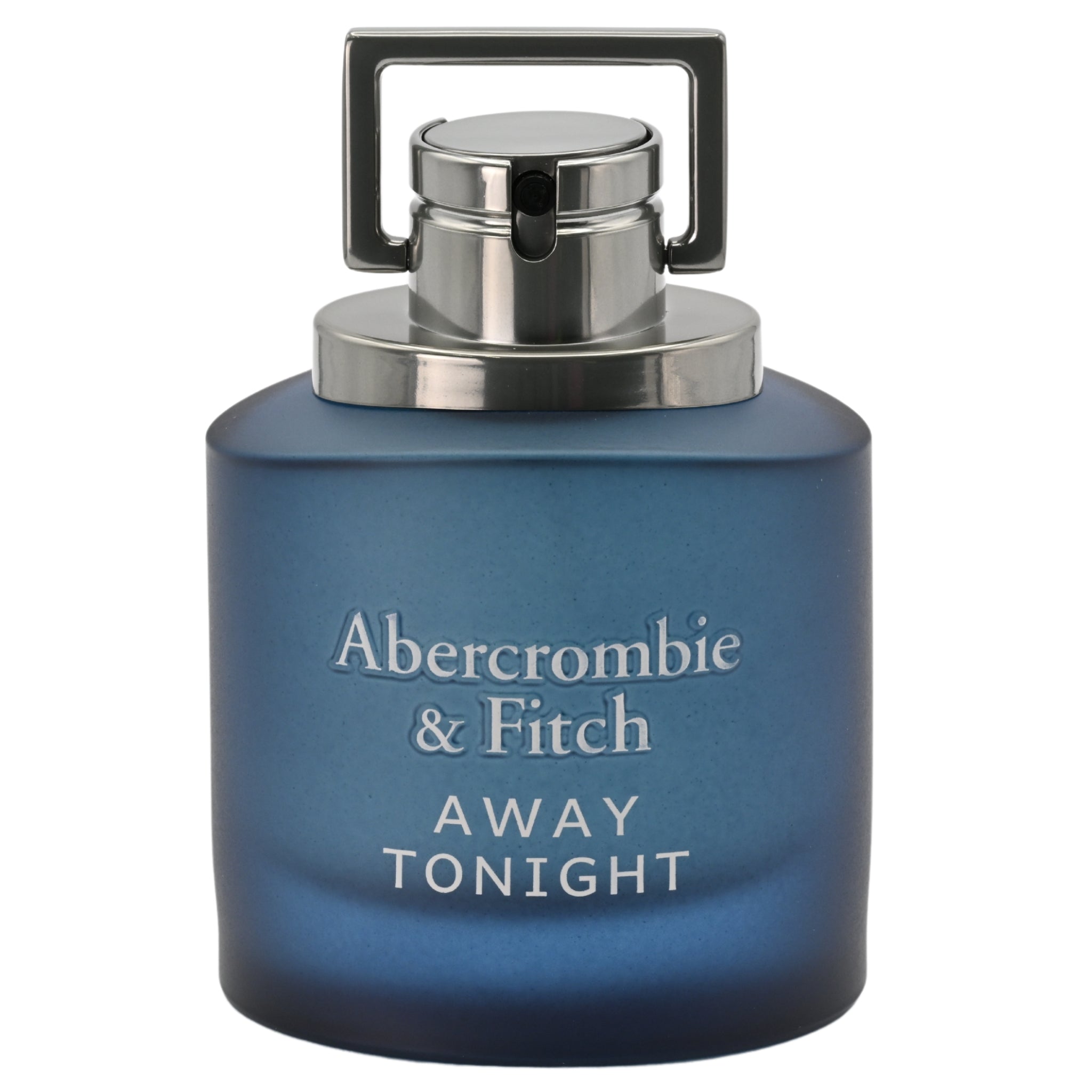 Blue Abercrombie & Fitch perfume bottle on a white background