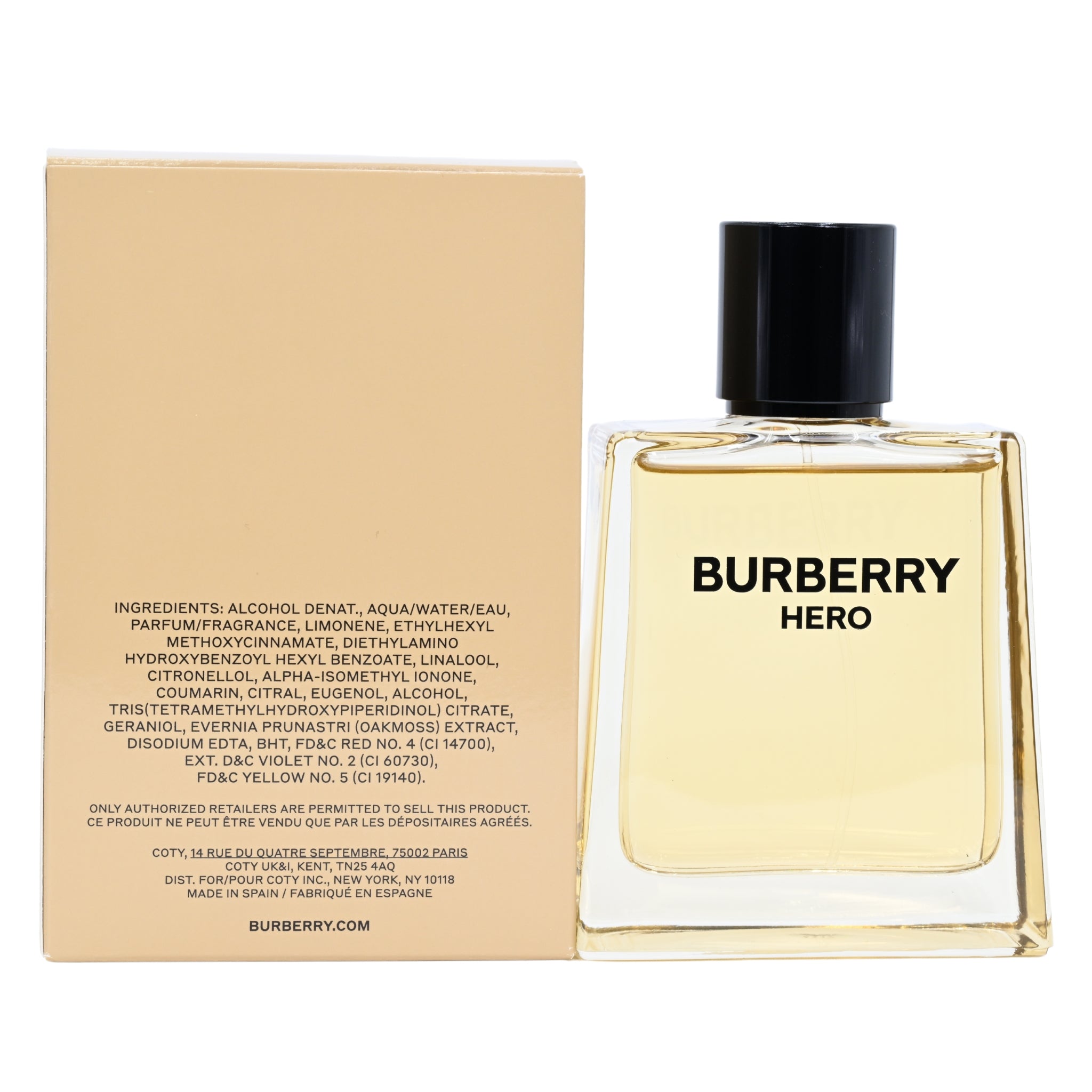 Burberry Hero perfume bottle and packaging on a white background