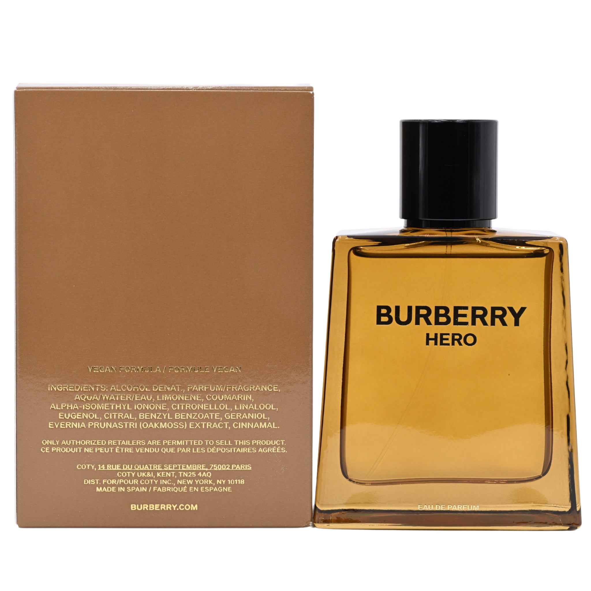 Burberry Hero perfume bottle and packaging on a white background