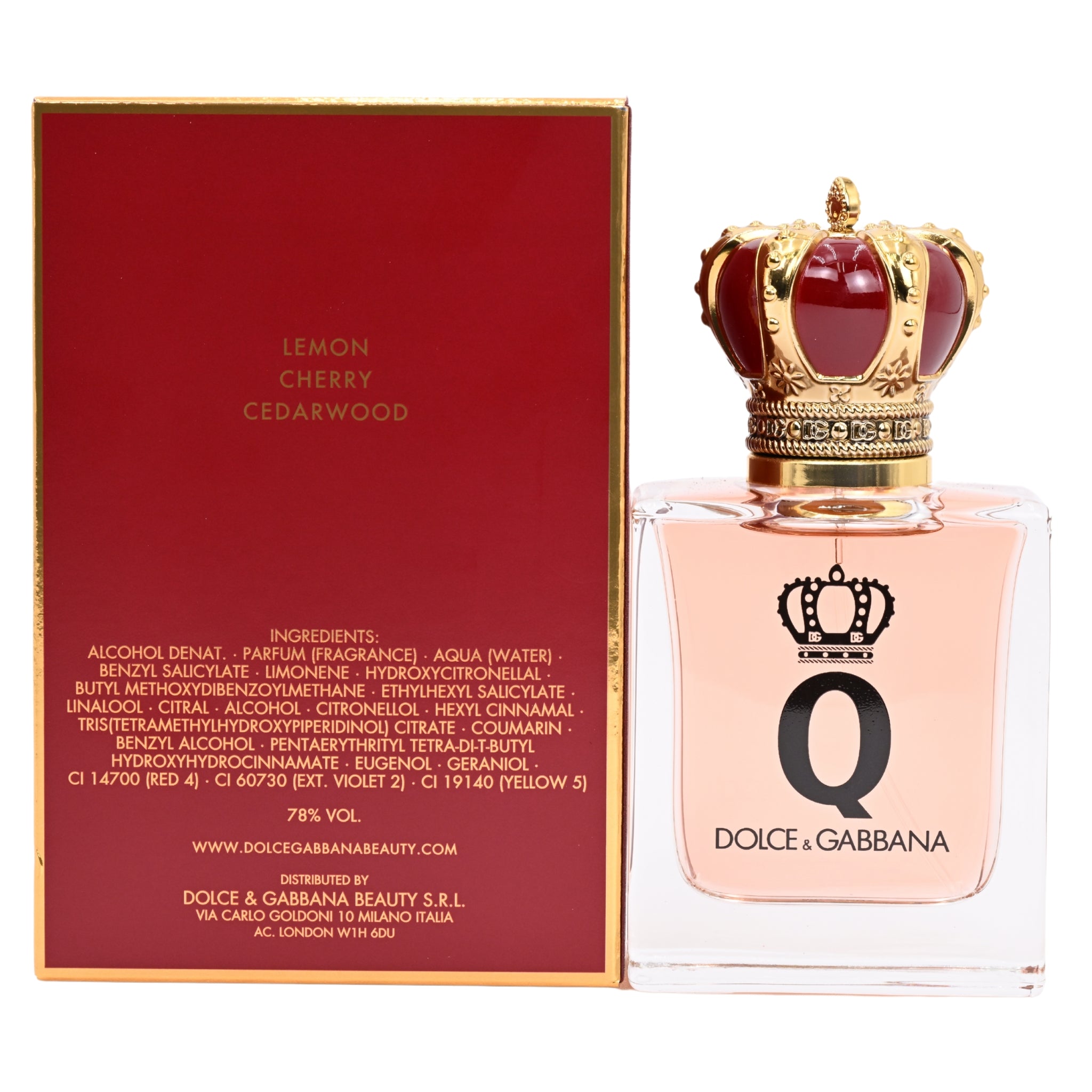 Q by Dolce & Gabbana perfume bottle and packaging on a white background