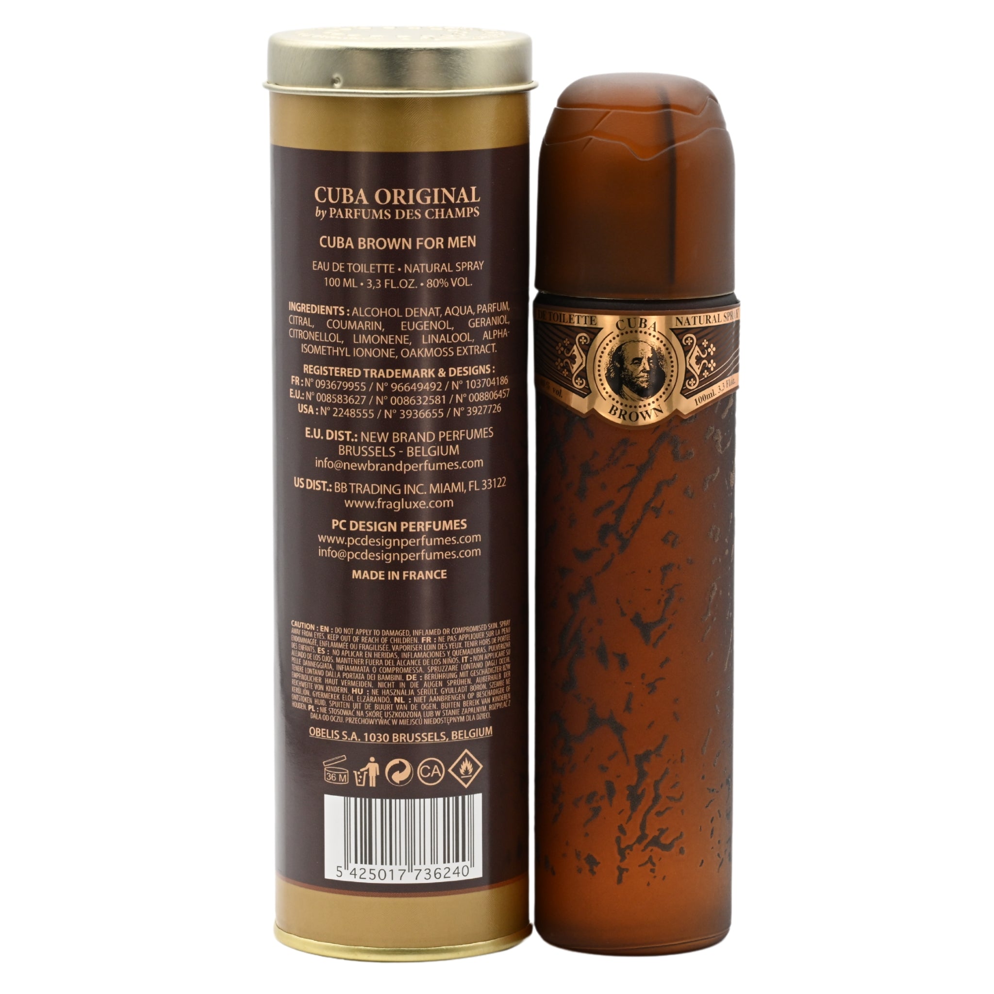 Cuba Brown By Cuba cologne for men EDT 3.3 / 3.4 oz New in Box
