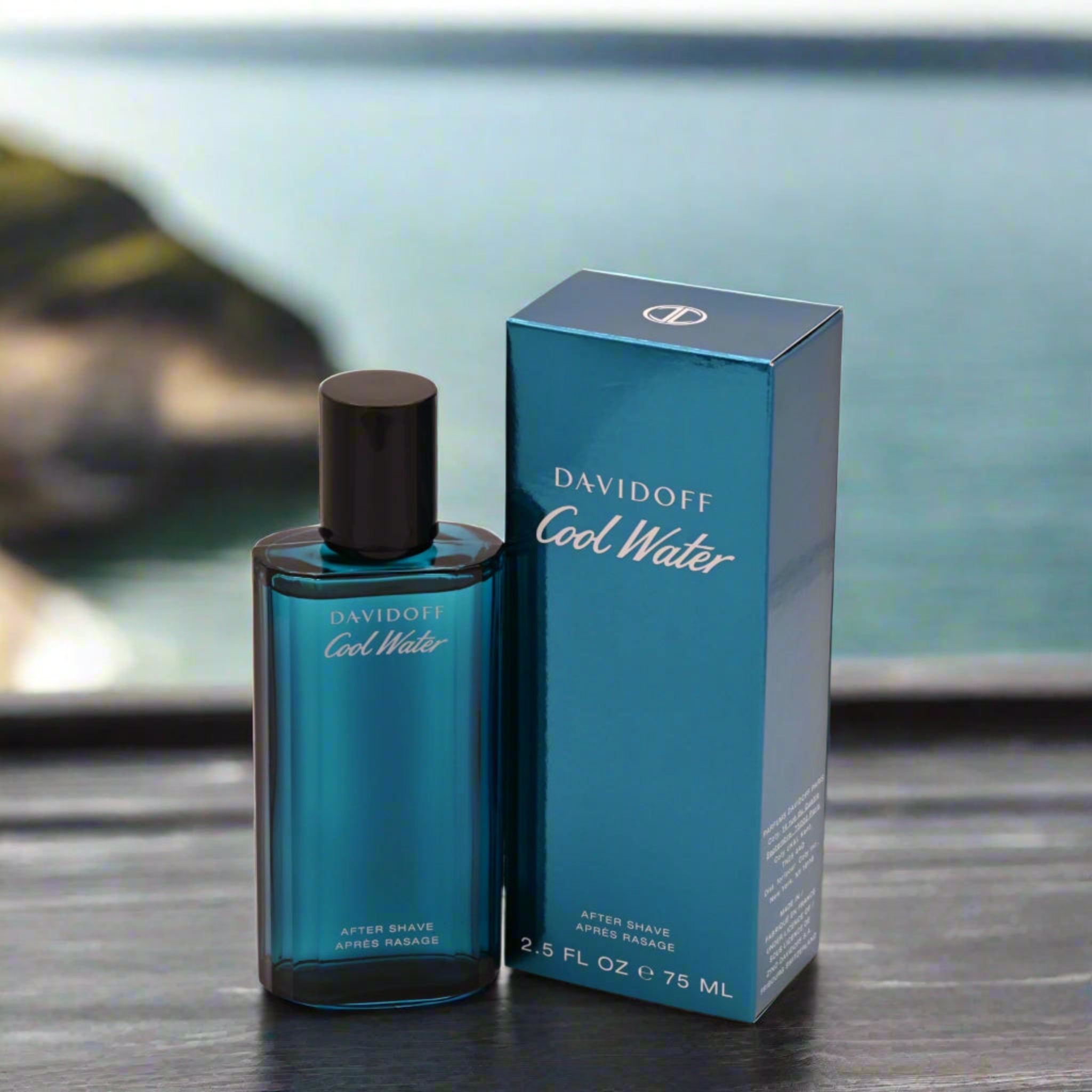 Davidoff Cool Water after shave bottle and packaging on a white background