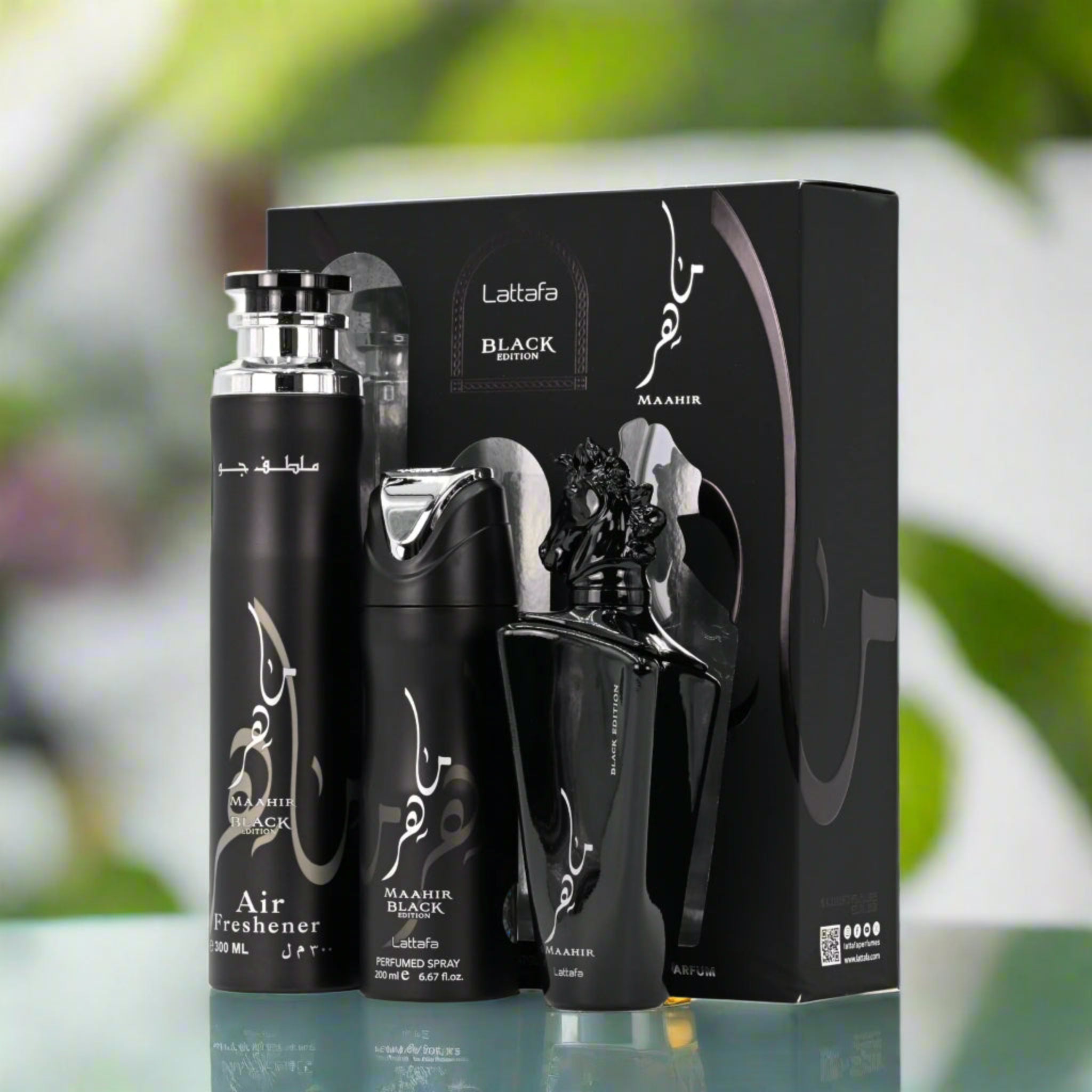 Maahir Black Edition by Lattafa for unisex 3pcs Gift set New in Box