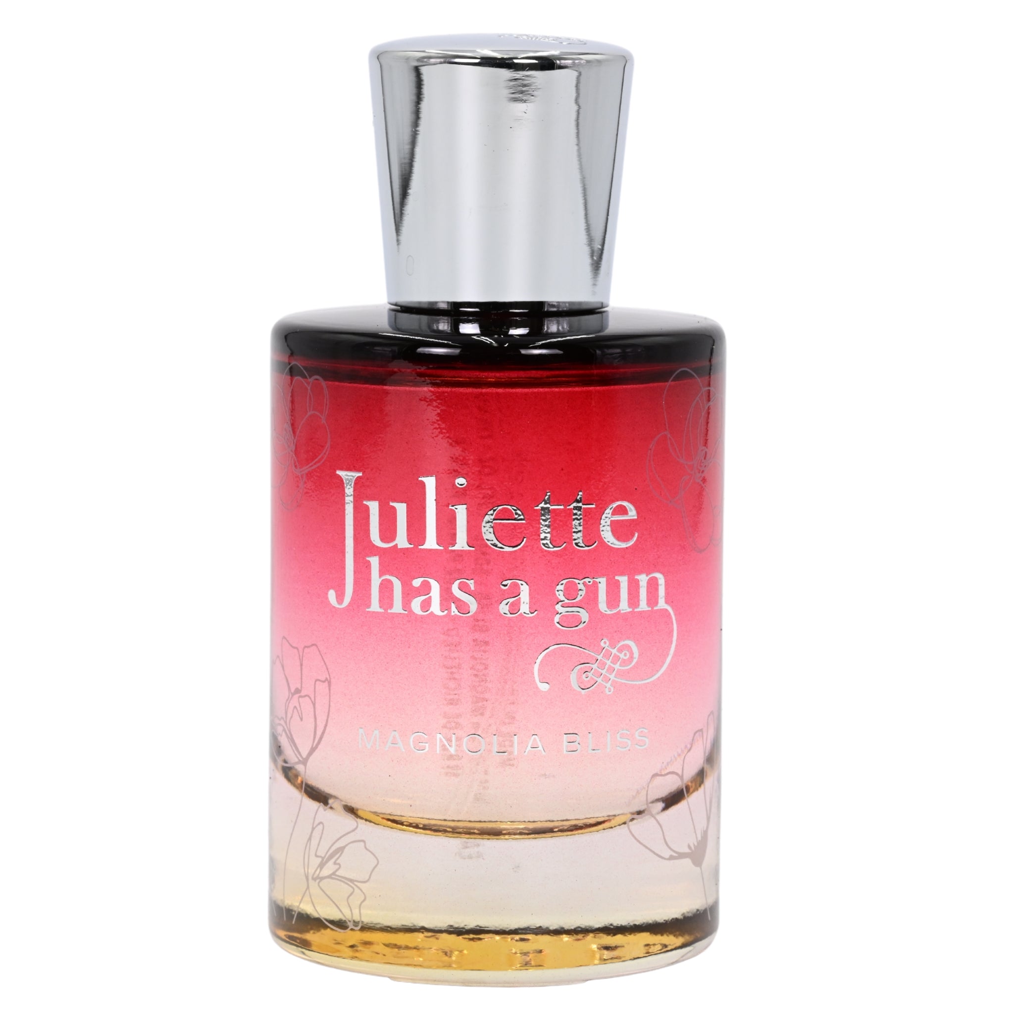 Perfume bottle with 'Juliette has a gun' branding on a white background