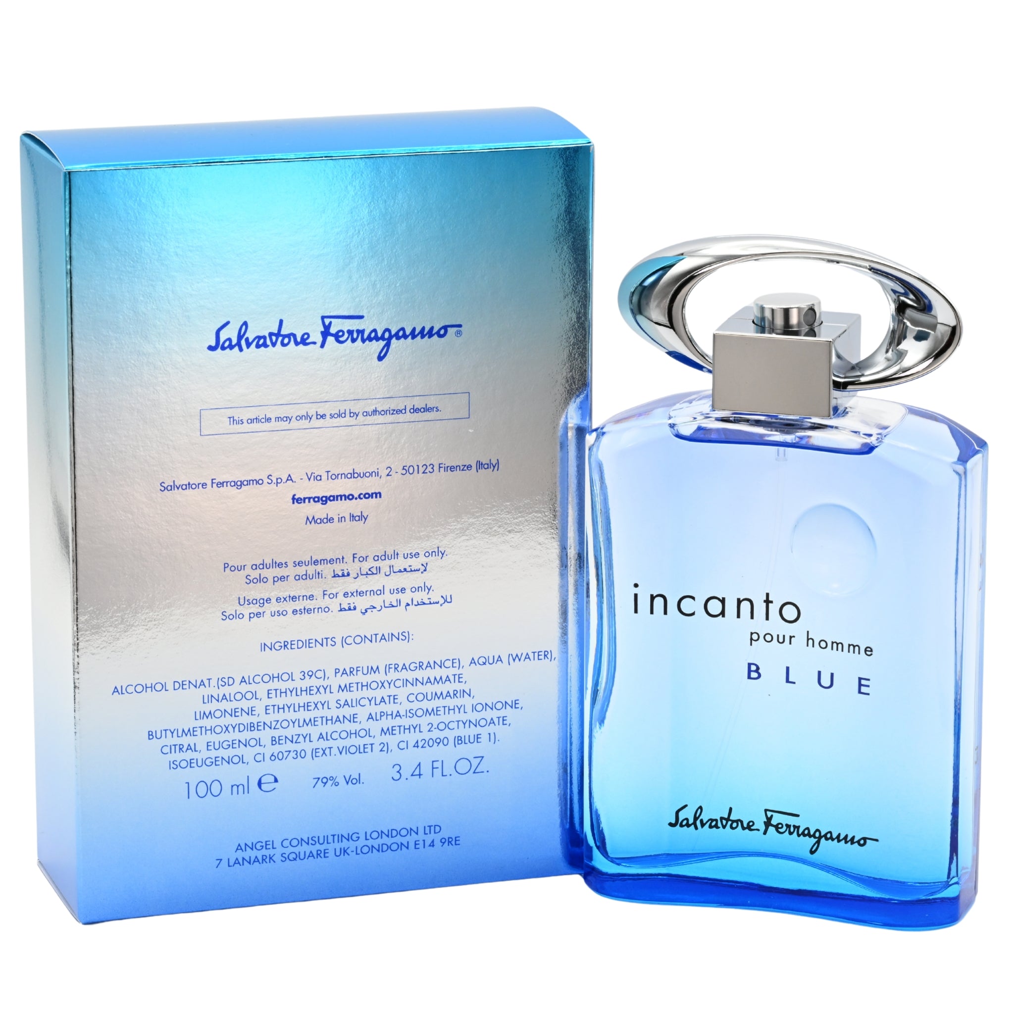 INCANTO BLUE pour homme by Salvatore Ferragamo 3.4 oz EDT For Men New in Box