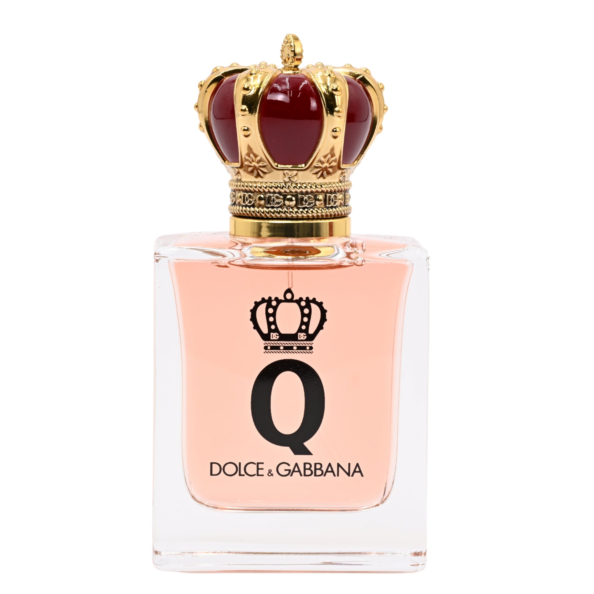 Q by Dolce & Gabbana perfume bottle on a white background