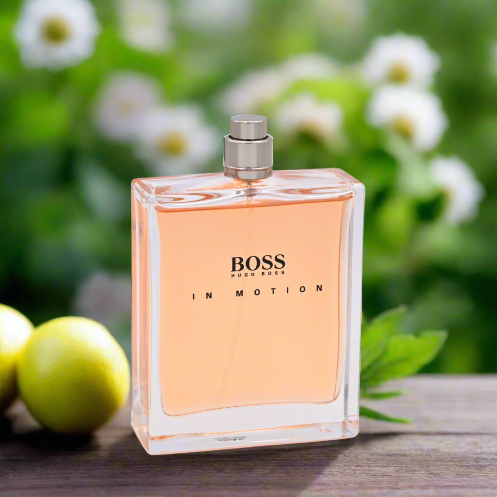 HUGO BOSS perfume bottle on a white background