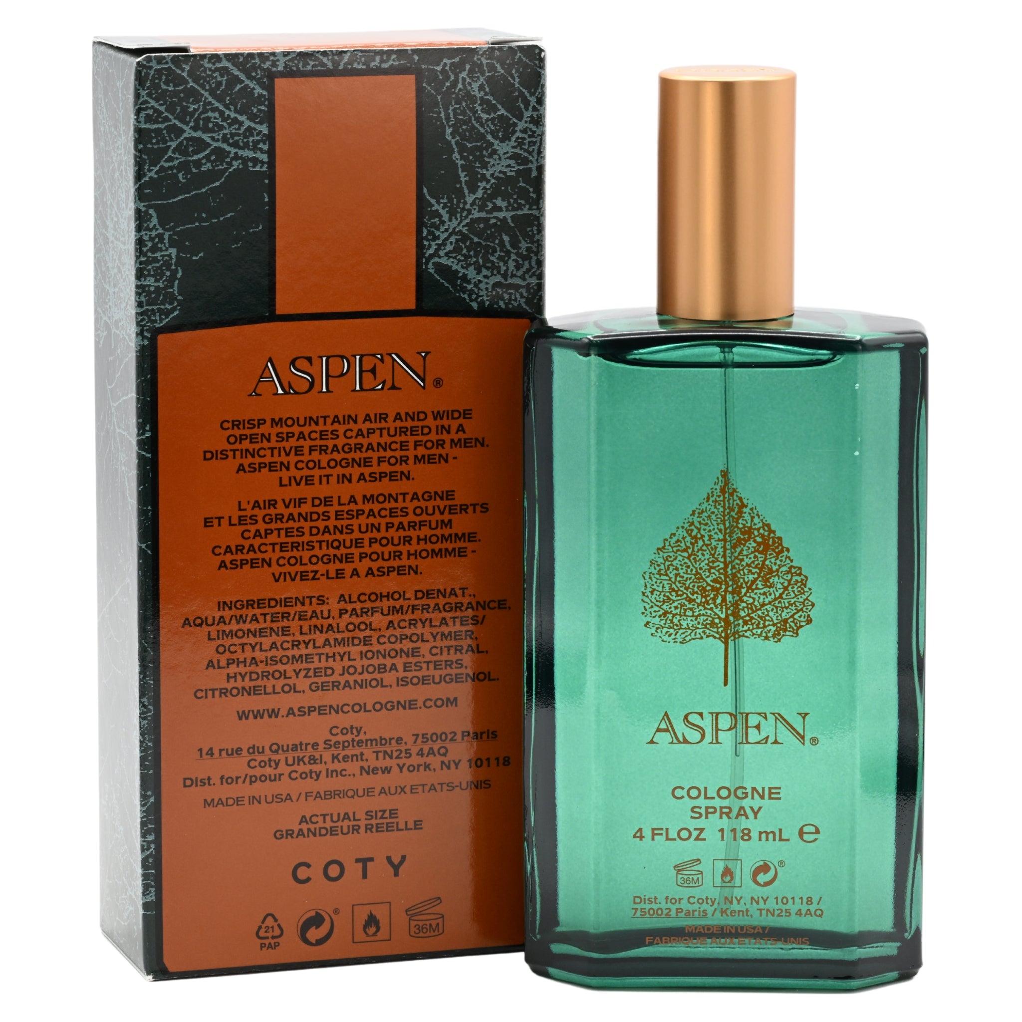 ASPEN for Men by Coty Cologne 4.0 oz New in Box