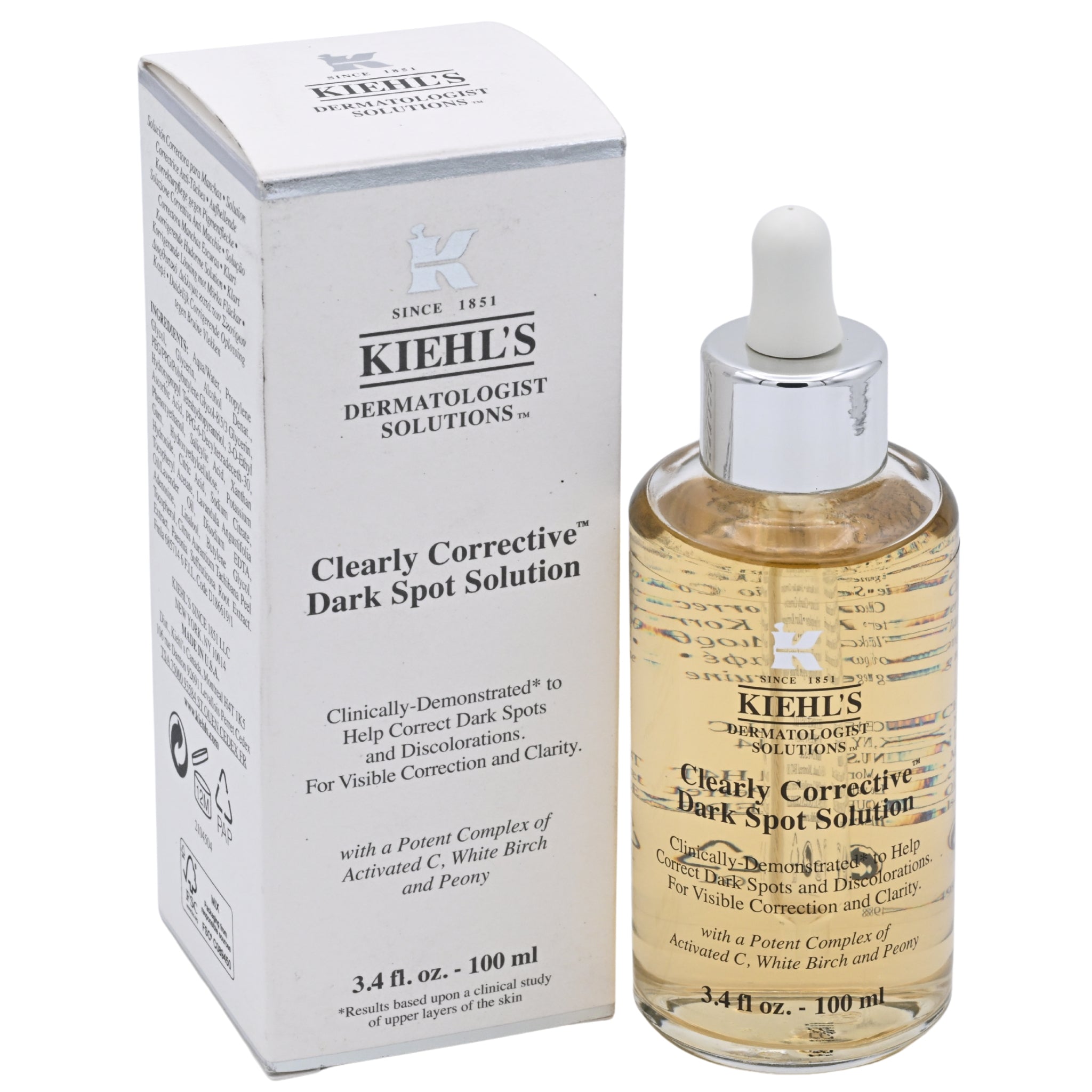 Kiehl's Clearly Corrective Dark Spot Corrector Face Serum, Unisex, 3.4 oz (New Retail Box)