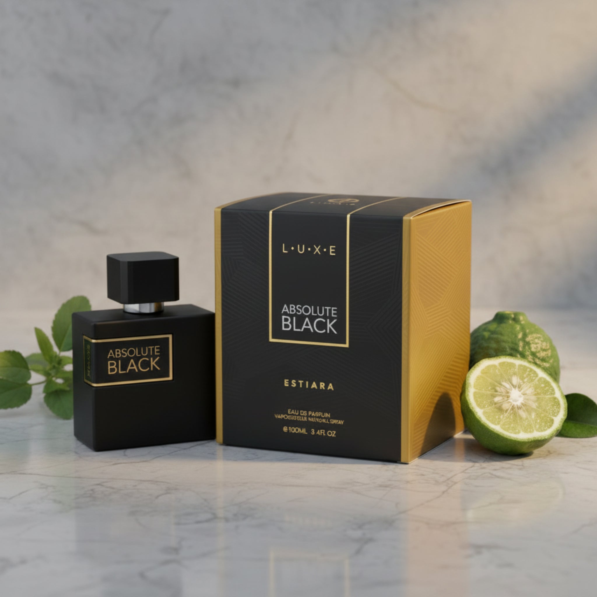 Estiara Luxe Absolute Black EDP Spray Men 3.4 oz 100ml New Box