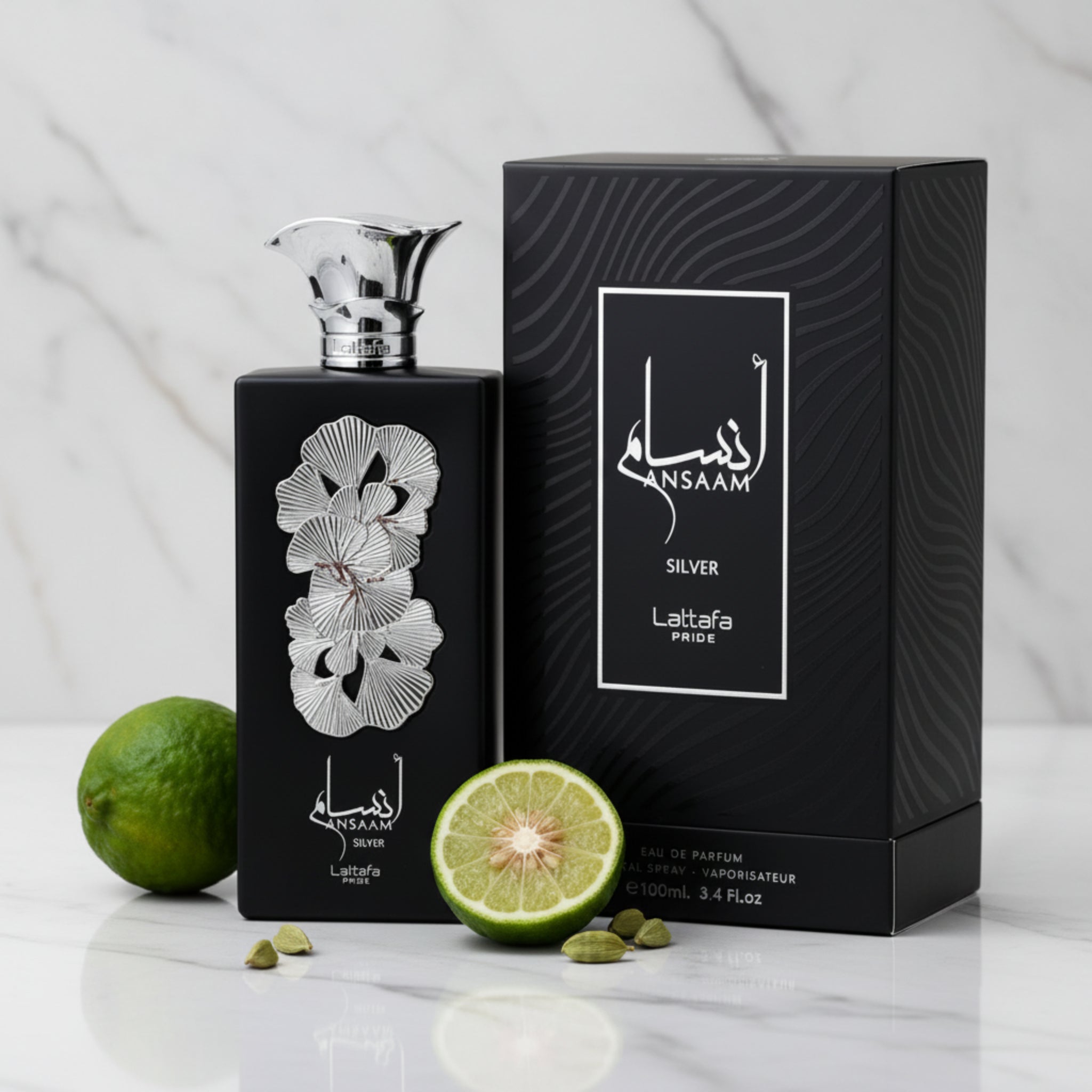 Lattafa Pride Ansaam Silver Eau de Parfum (EDP) Spray for Men 3.4 oz / 100 ml, New Retail Box