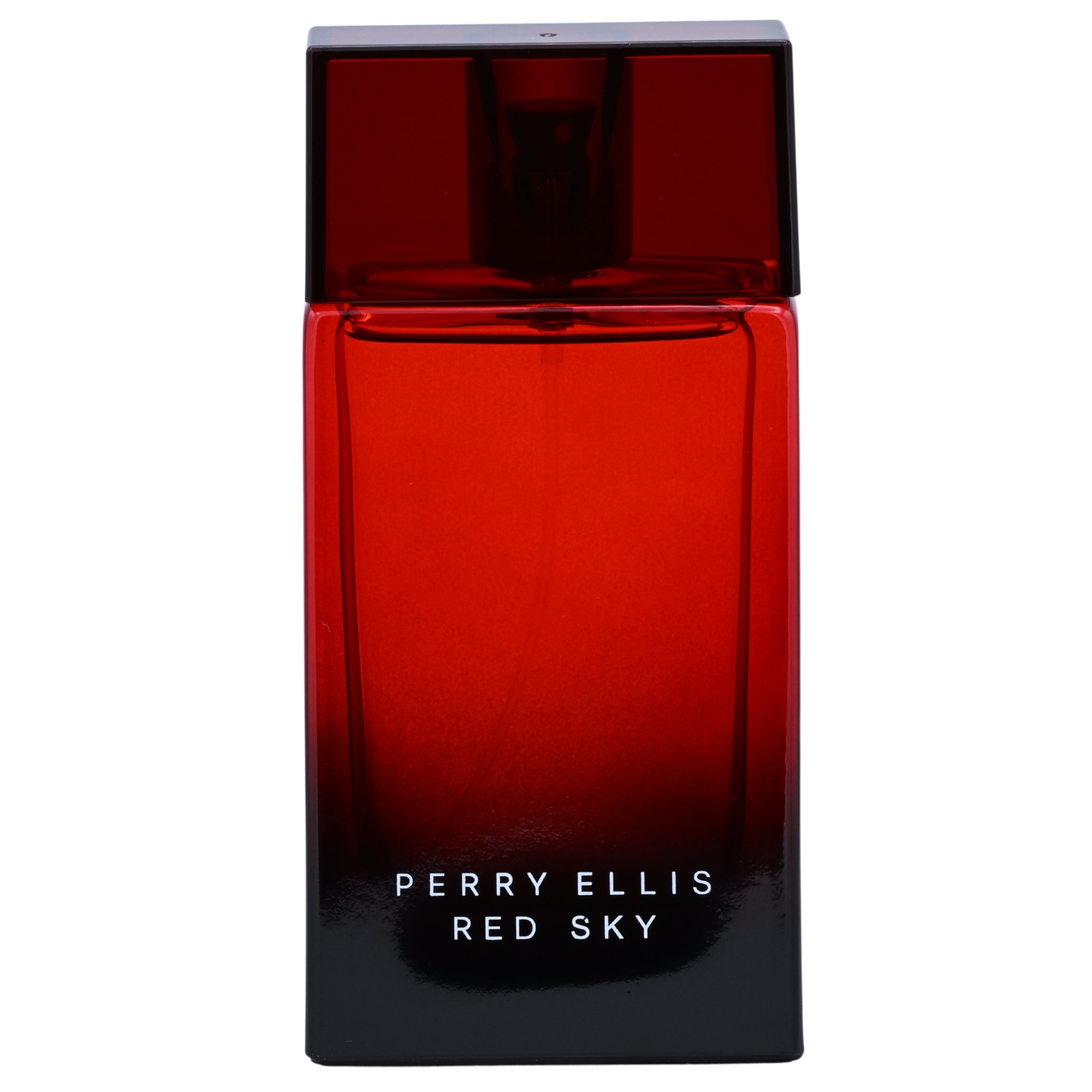 Red Perry Ellis perfume bottle on a white background