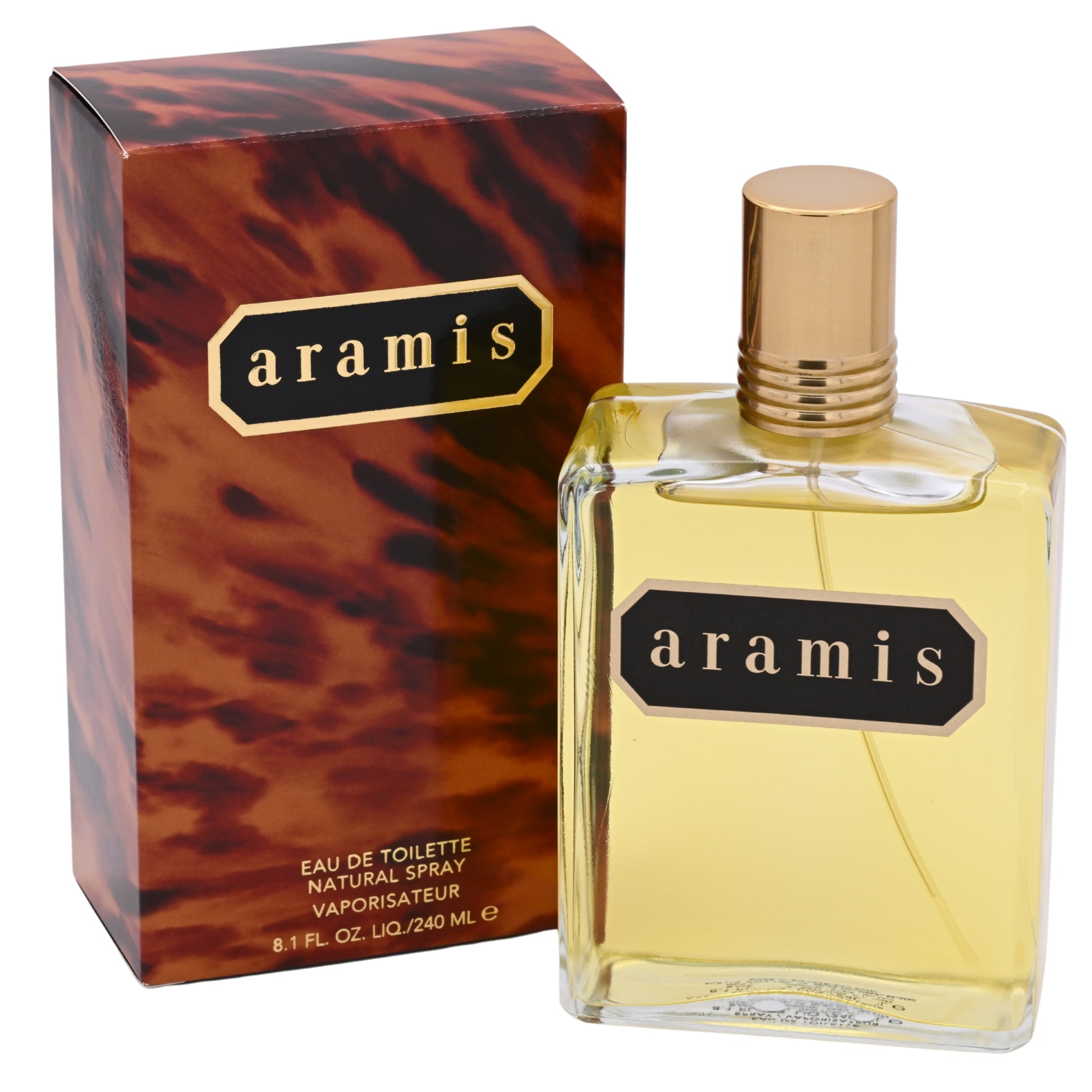 Aramis perfume bottle and packaging on a white background