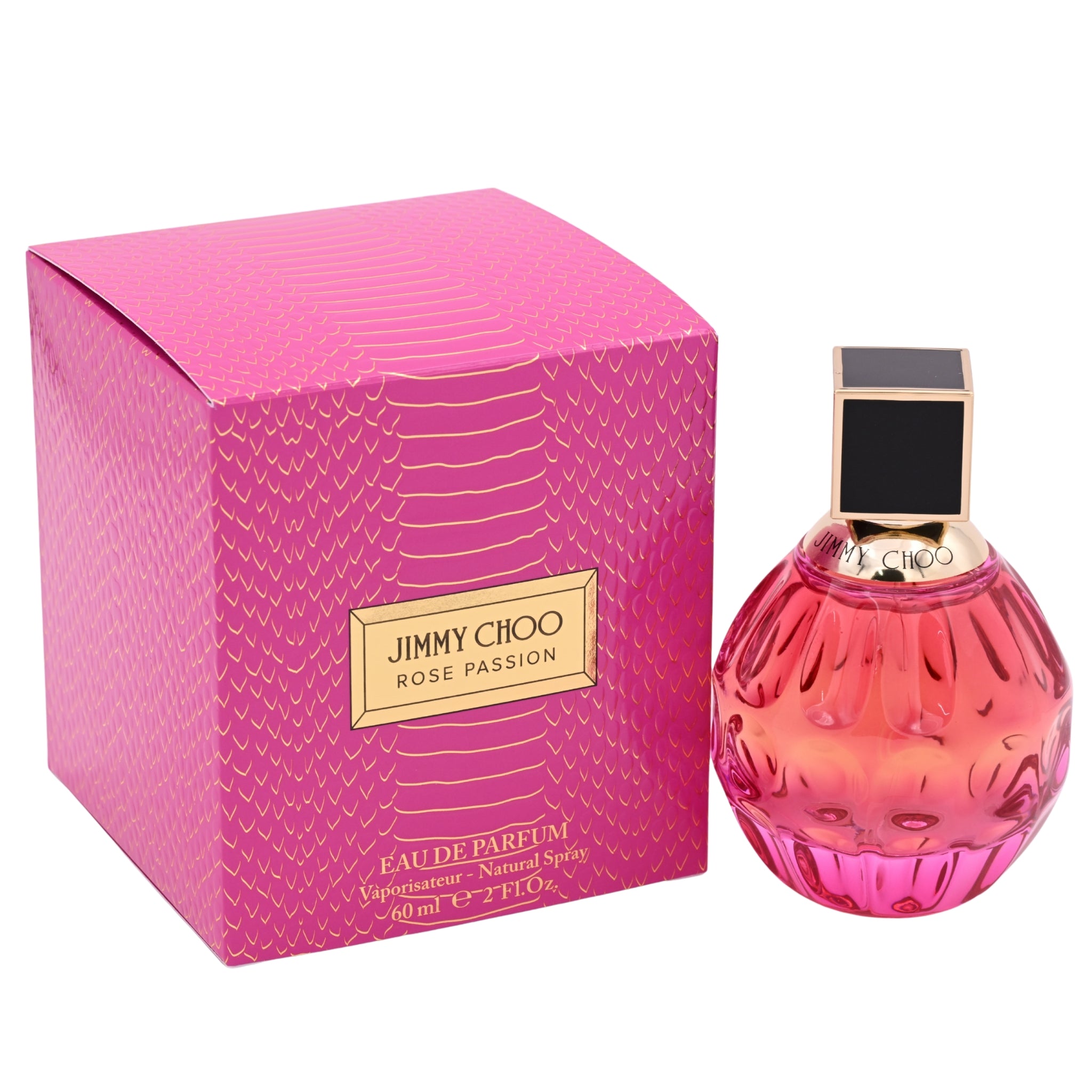 Pink Jimmy Choo perfume bottle and packaging on a white background