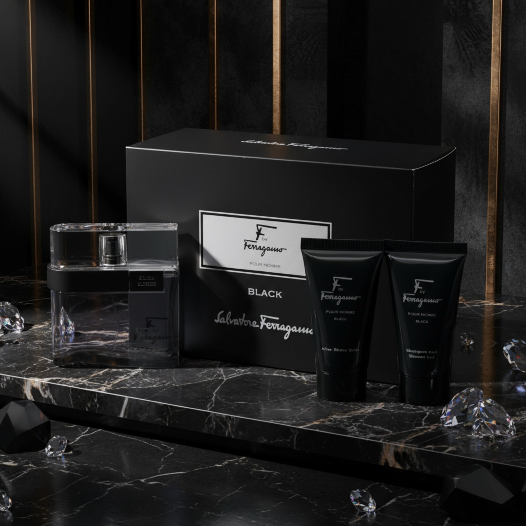 F Black by Salvatore Ferragamo for men 3 pcs gift set New in Box