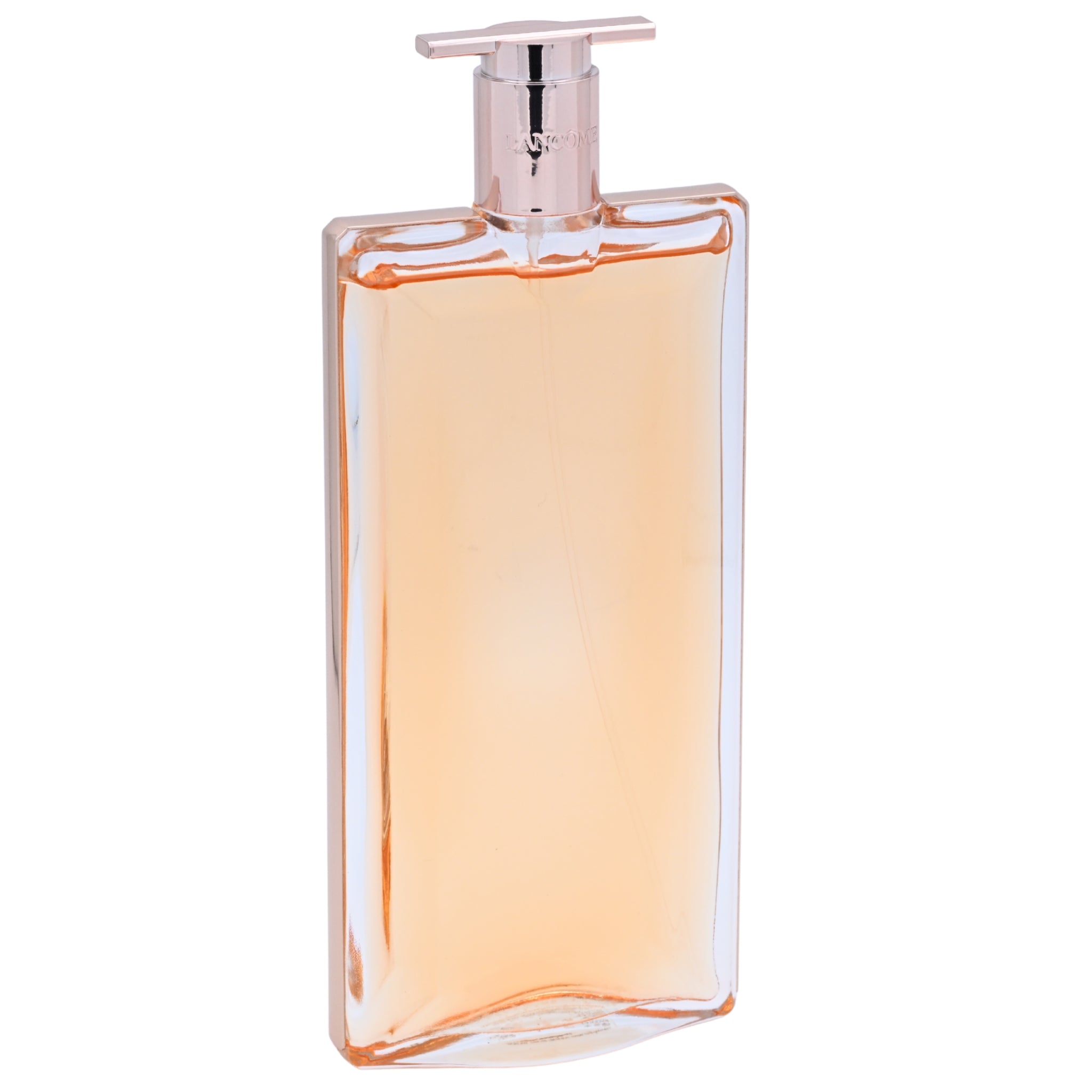 Clear soap dispenser with pump on a white background