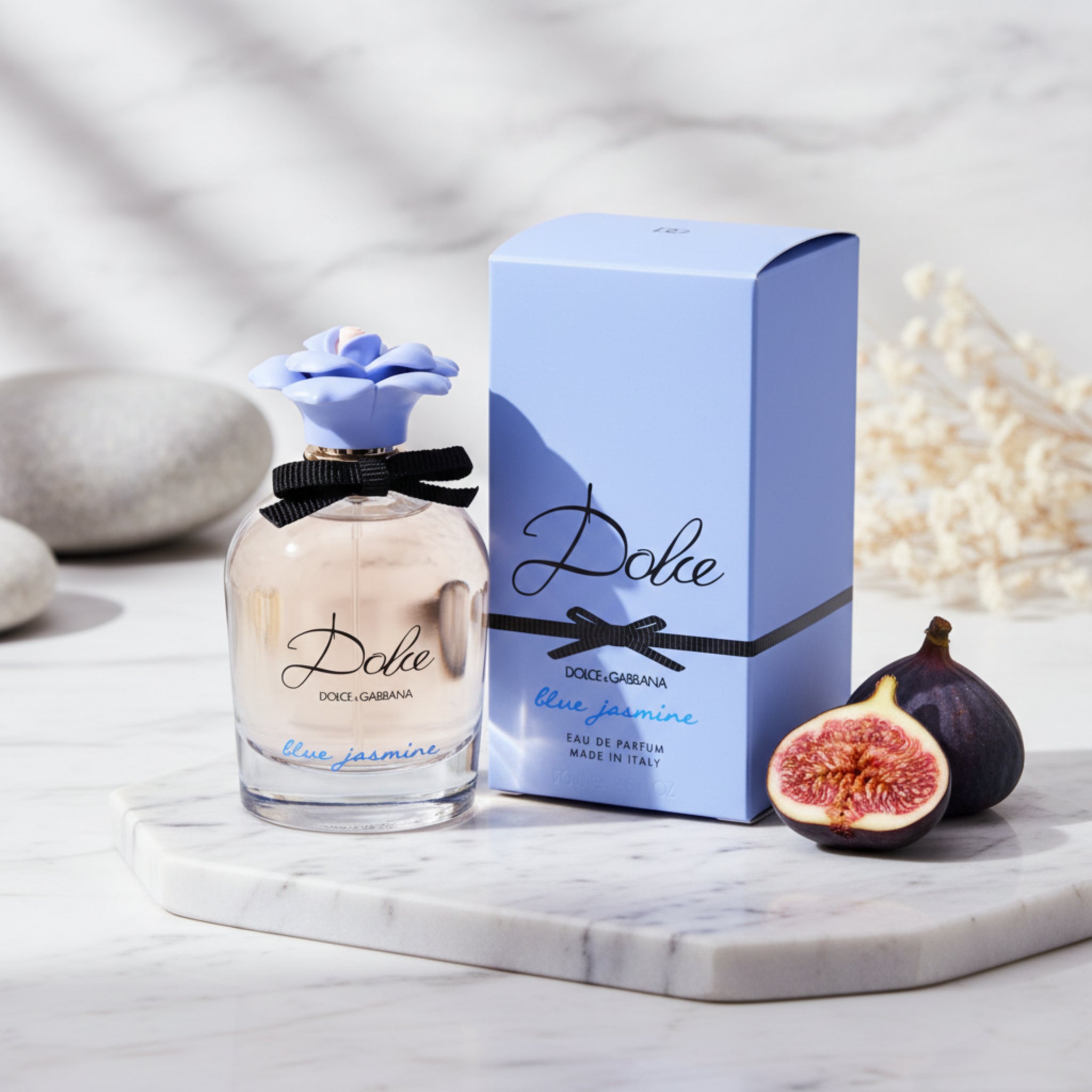 Dolce & Gabbana Blue Jasmine perfume bottle and packaging on a white background