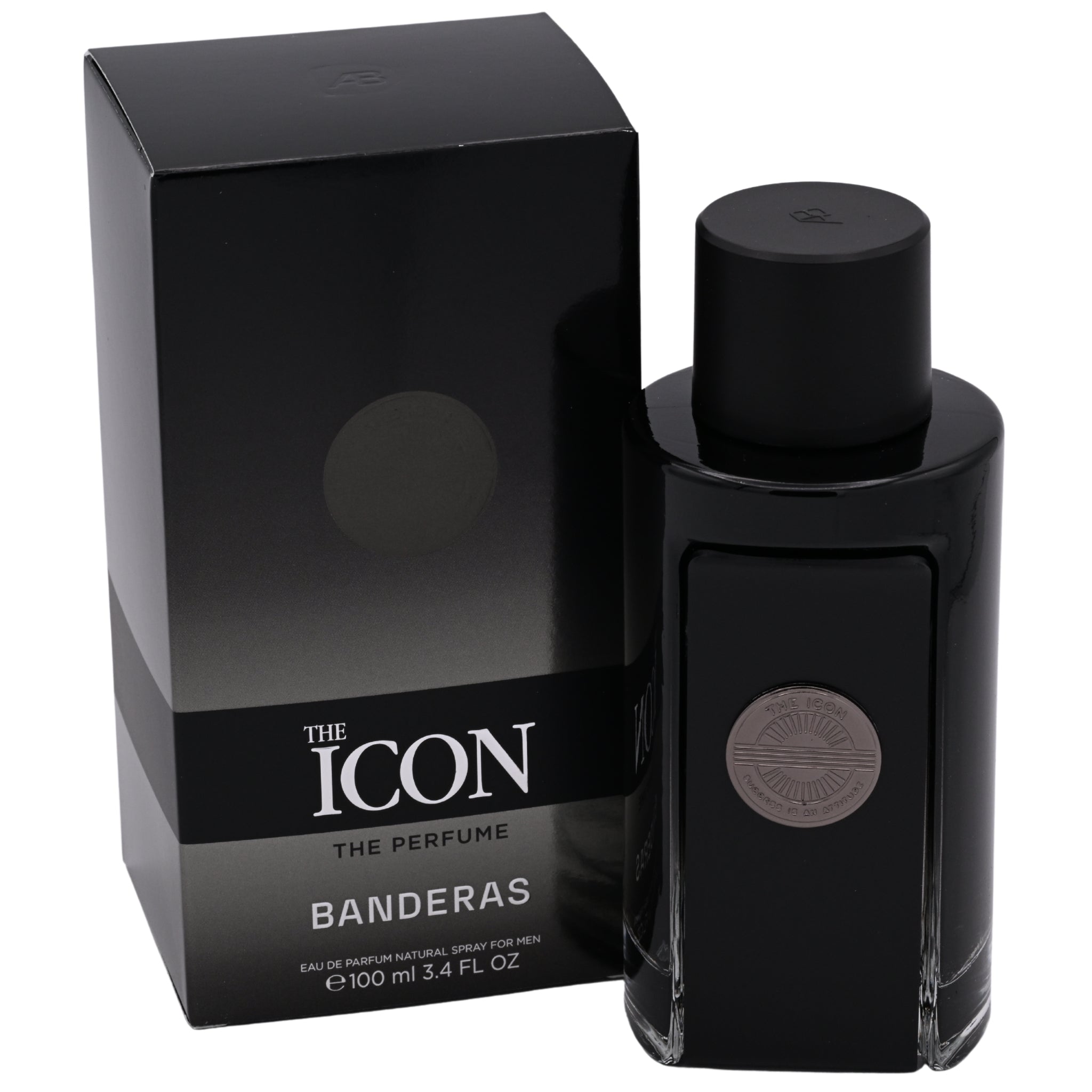 Black Banderas perfume bottle and packaging on a white background
