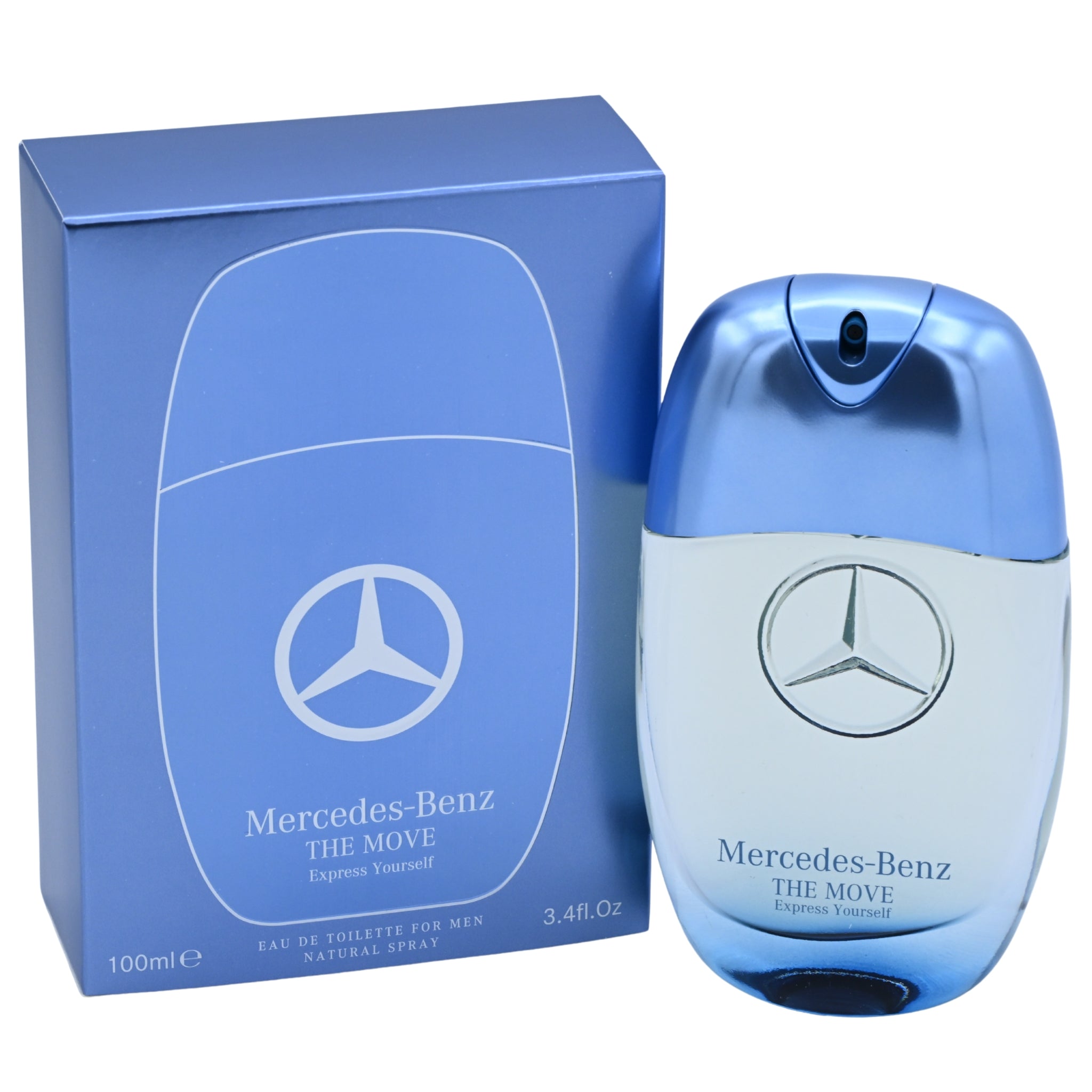 Mercedes-Benz The Move perfume bottle and packaging on a white background