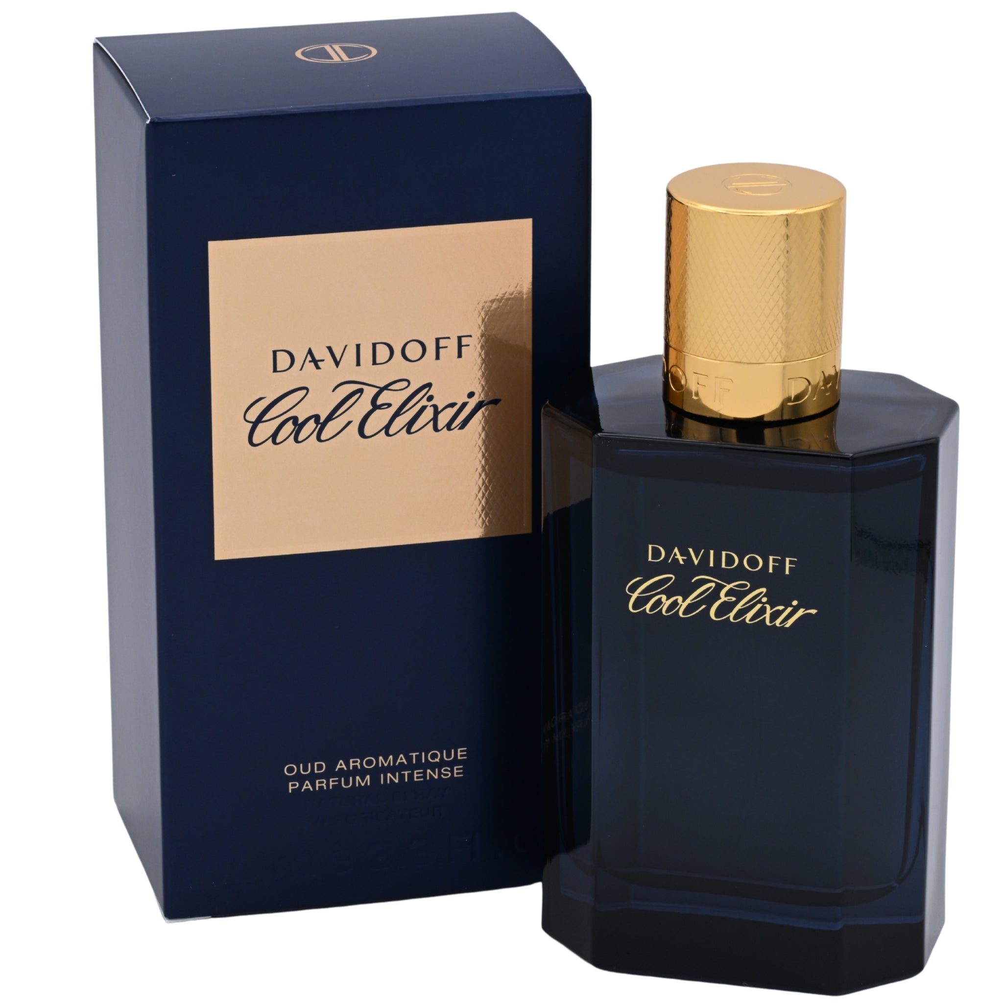 Davidoff Cool Elixir perfume bottle and packaging on a white background