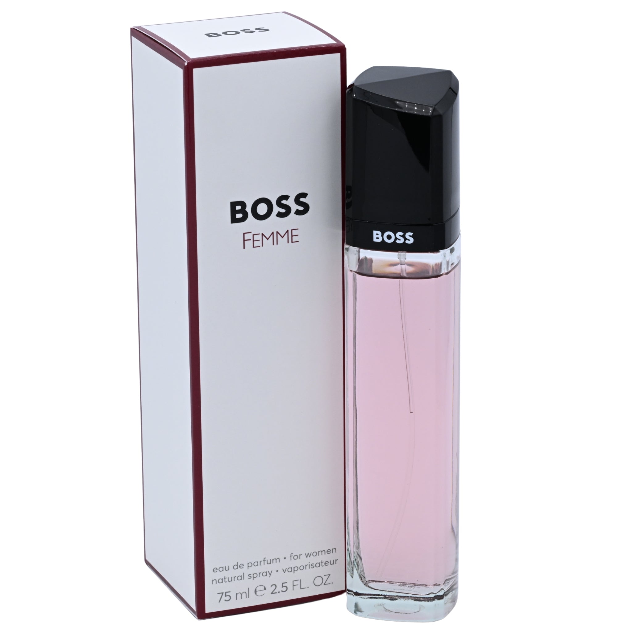 BOSS Femme perfume bottle and packaging on a white background