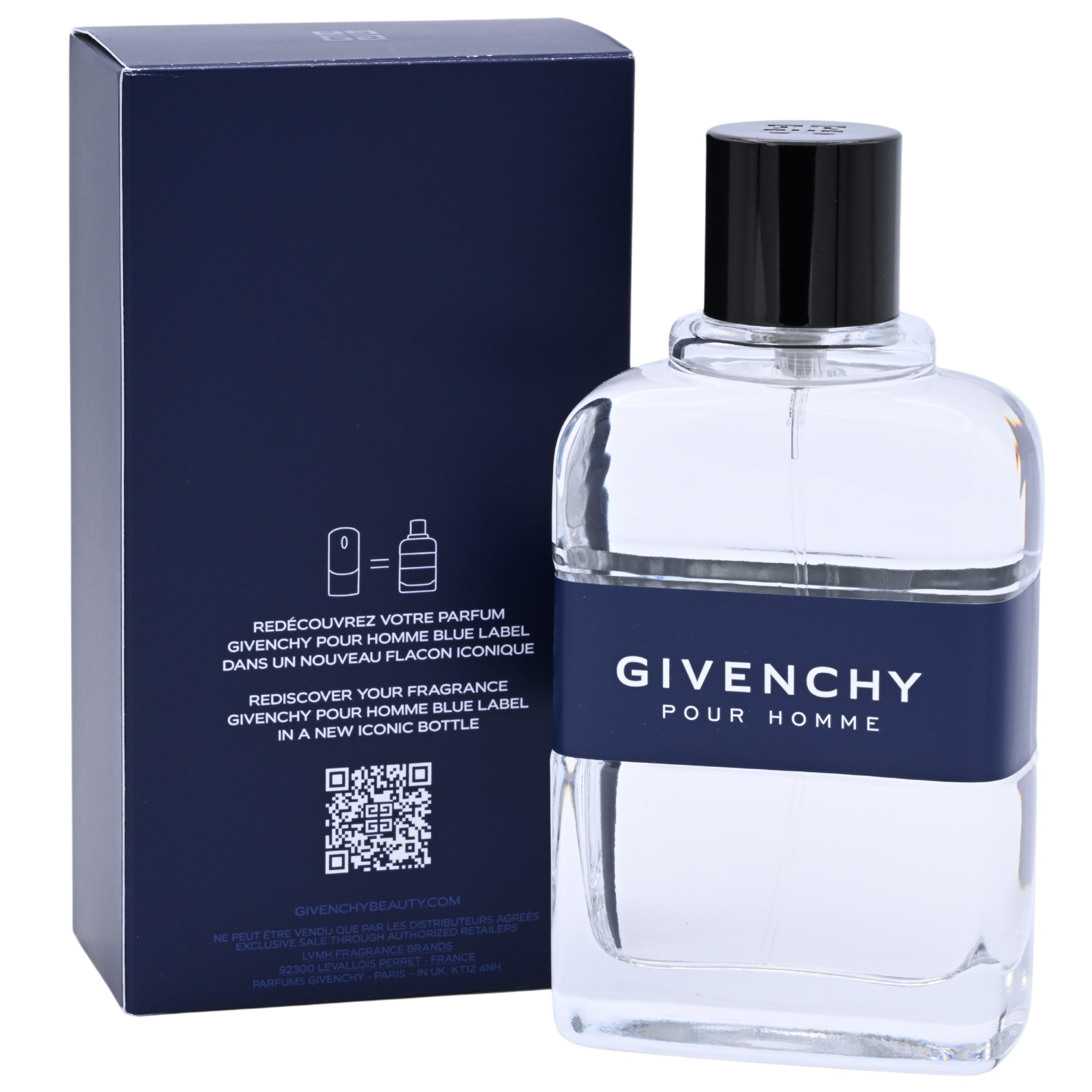 Givenchy Pour Homme perfume bottle with packaging on a white background
